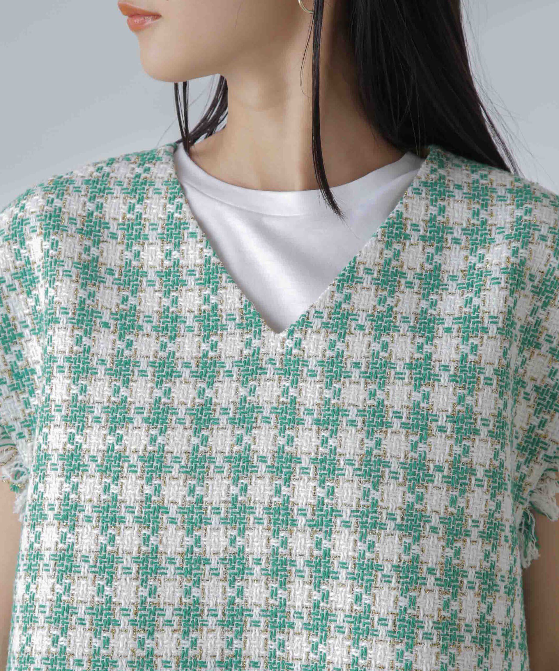 nano･universe「ラメファンシーツイード ショートジレ」|ベスト・ジレ|