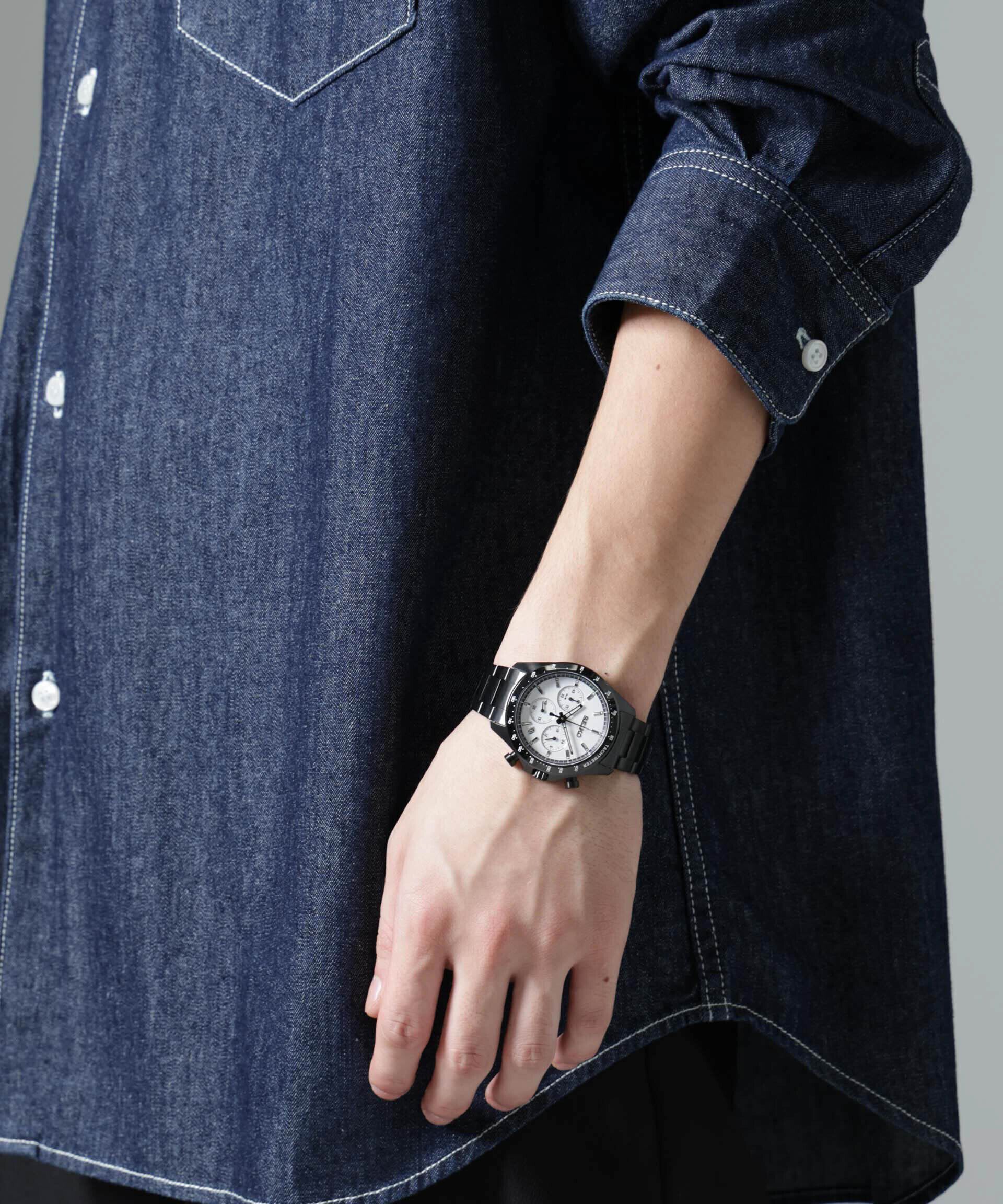 nano･universe「SEIKO/別注セイコー&times;ナノ・ユニバース クオーツクロノグラフ」|腕時計|ブラック