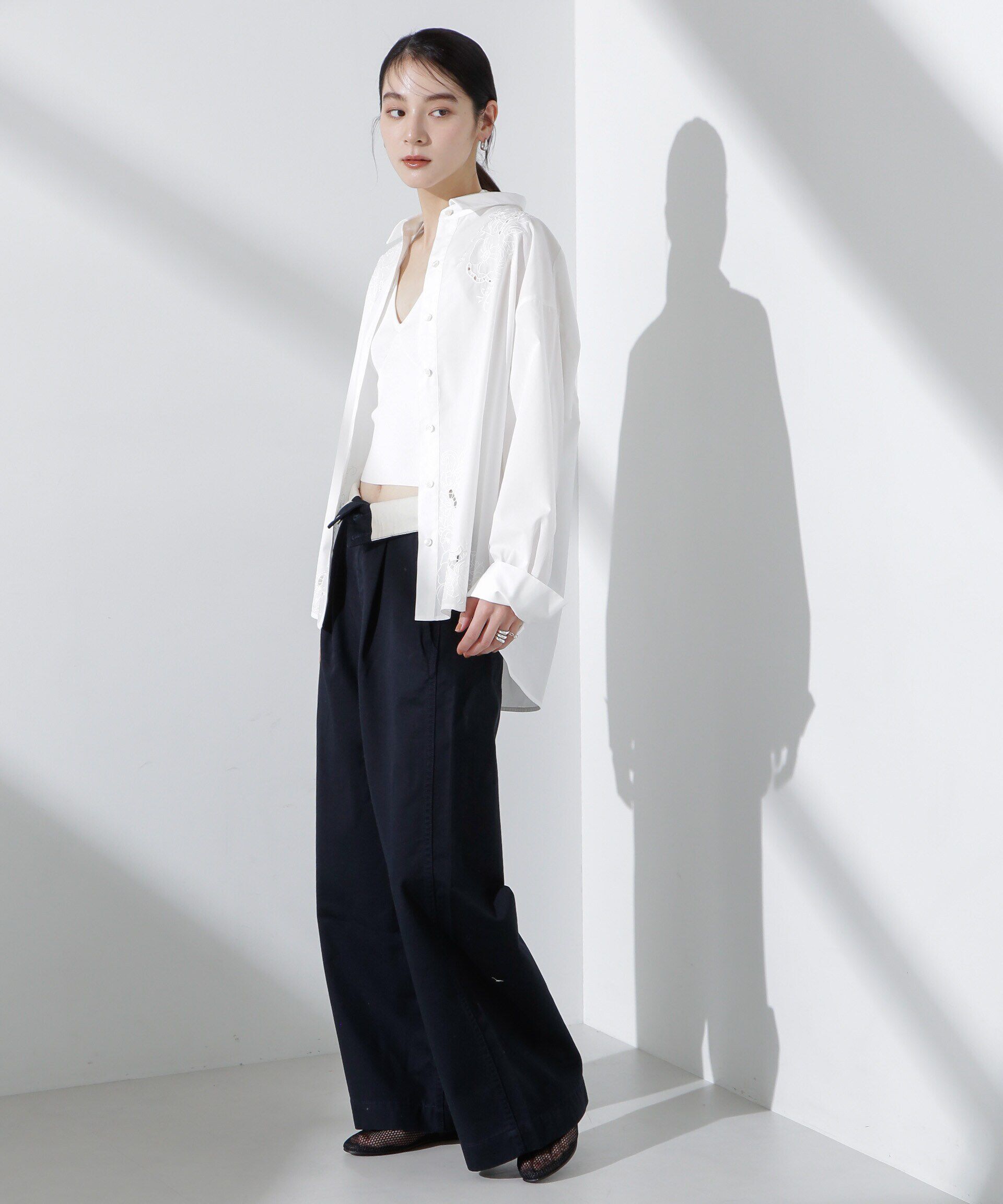 nano･universe「カットワークレースオーバーサイズシャツ」|シャツ・ブラウス|