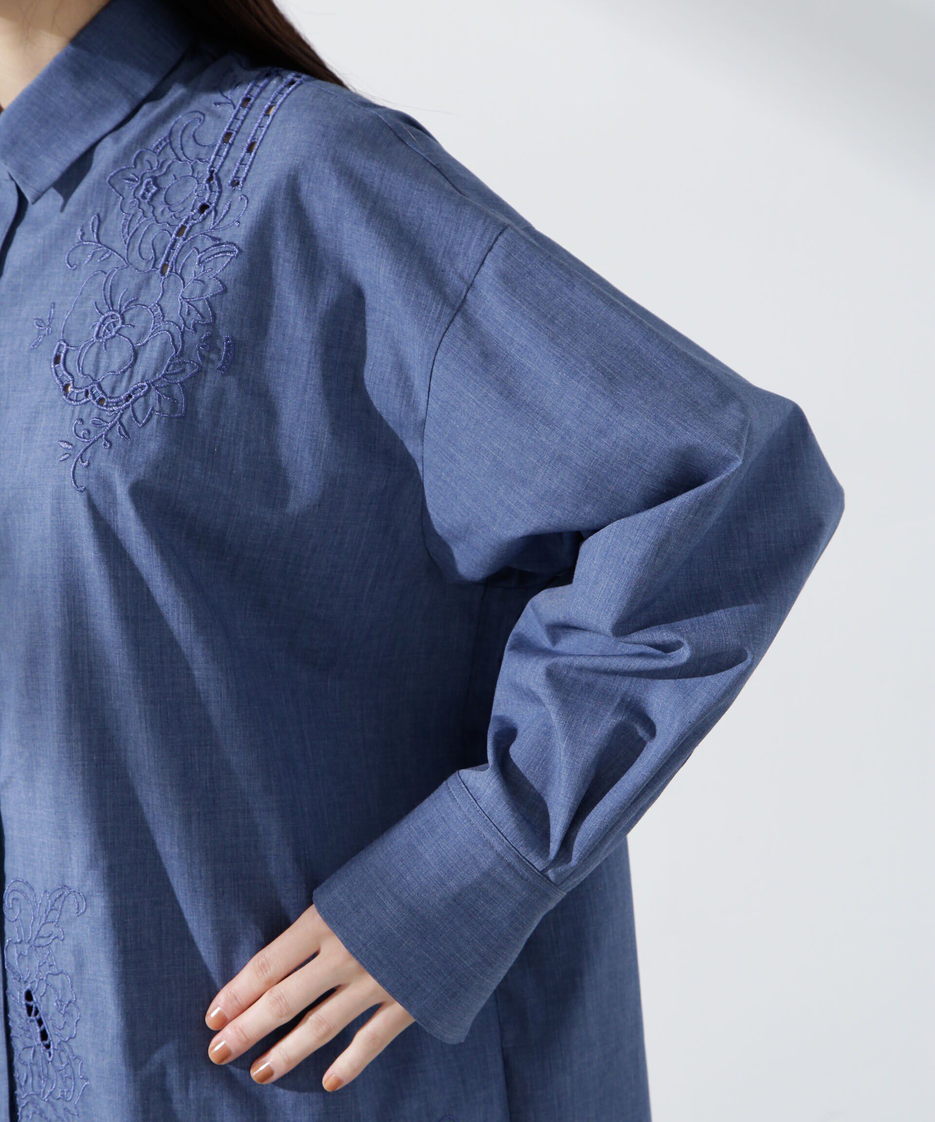 nano･universe「カットワークレースオーバーサイズシャツ」|シャツ・ブラウス|