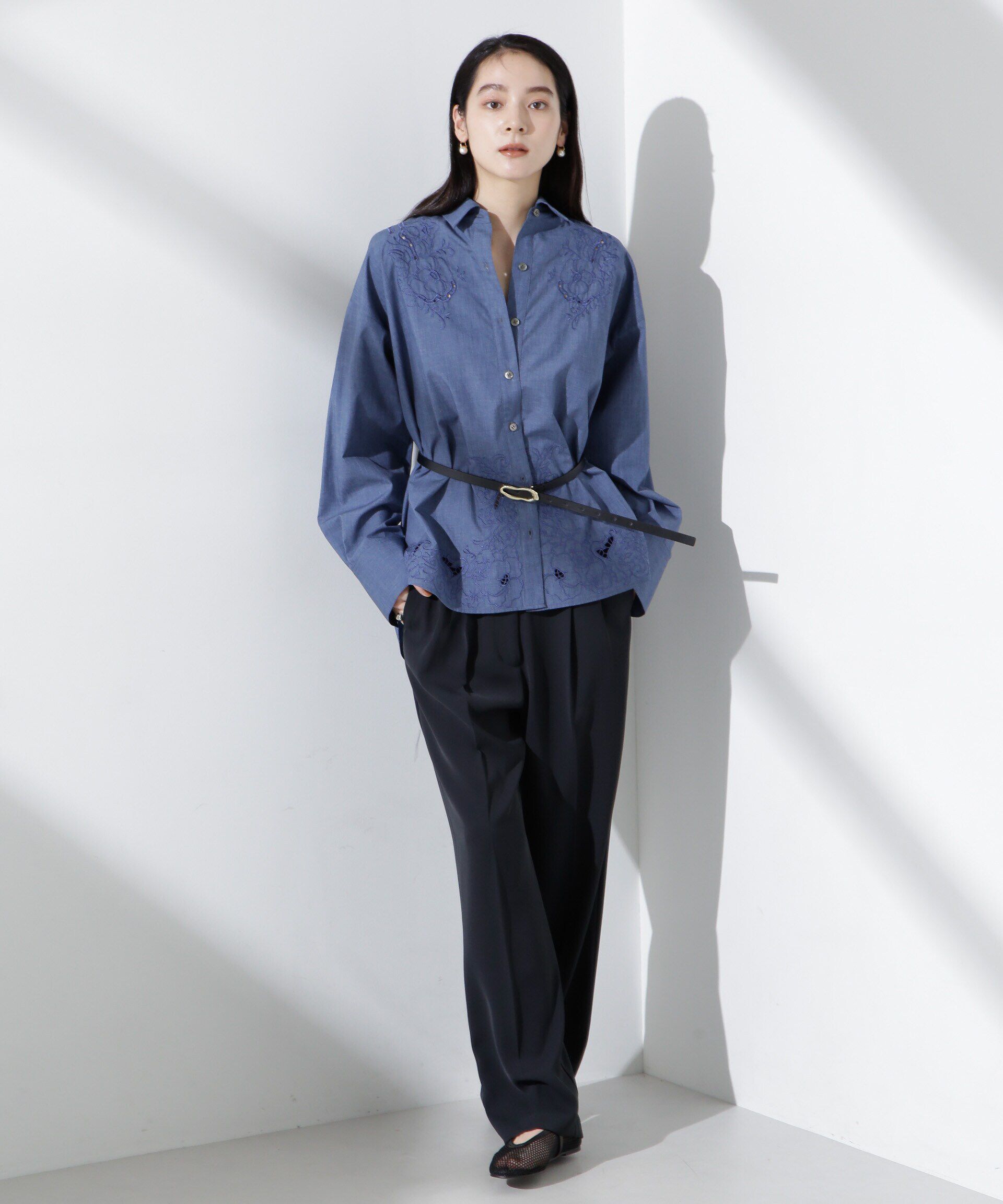 nano･universe「カットワークレースオーバーサイズシャツ」|シャツ・ブラウス|