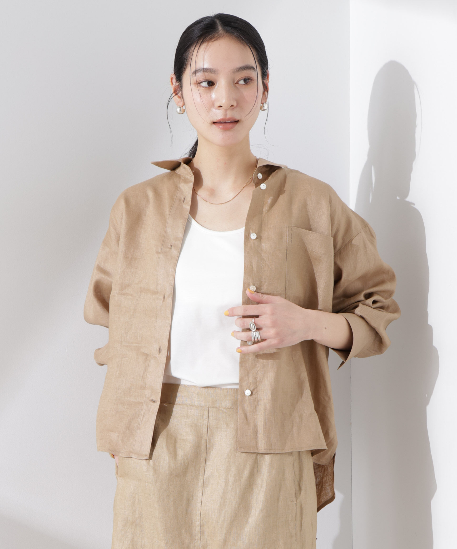 nano･universe「ヨーロピアンフラックス シアーシャツ（セットアップ可）」|シャツ・ブラウス|