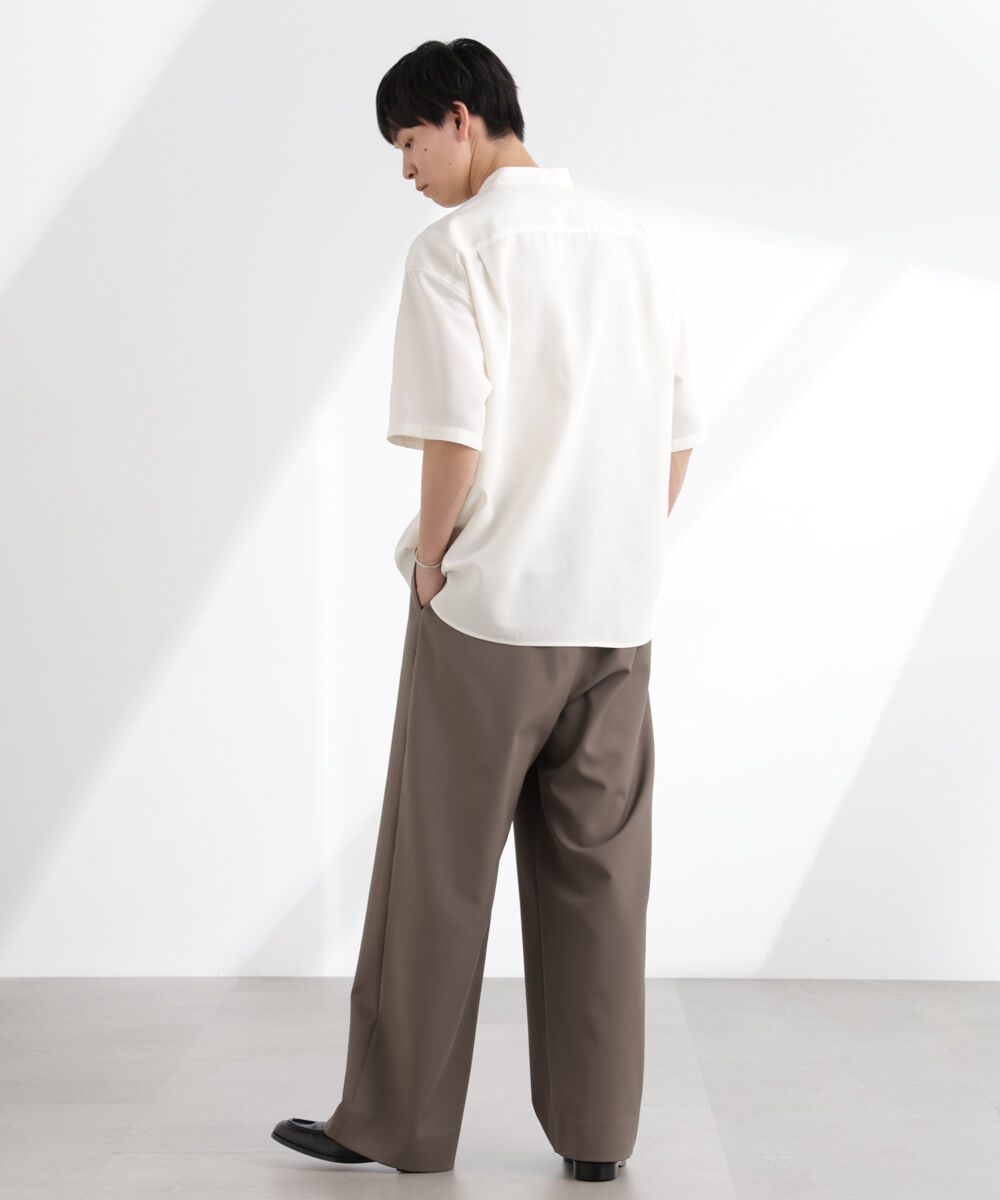 nano･universe「テックリネンバンドカラープルオーバーシャツ 半袖」|シャツ・ブラウス|