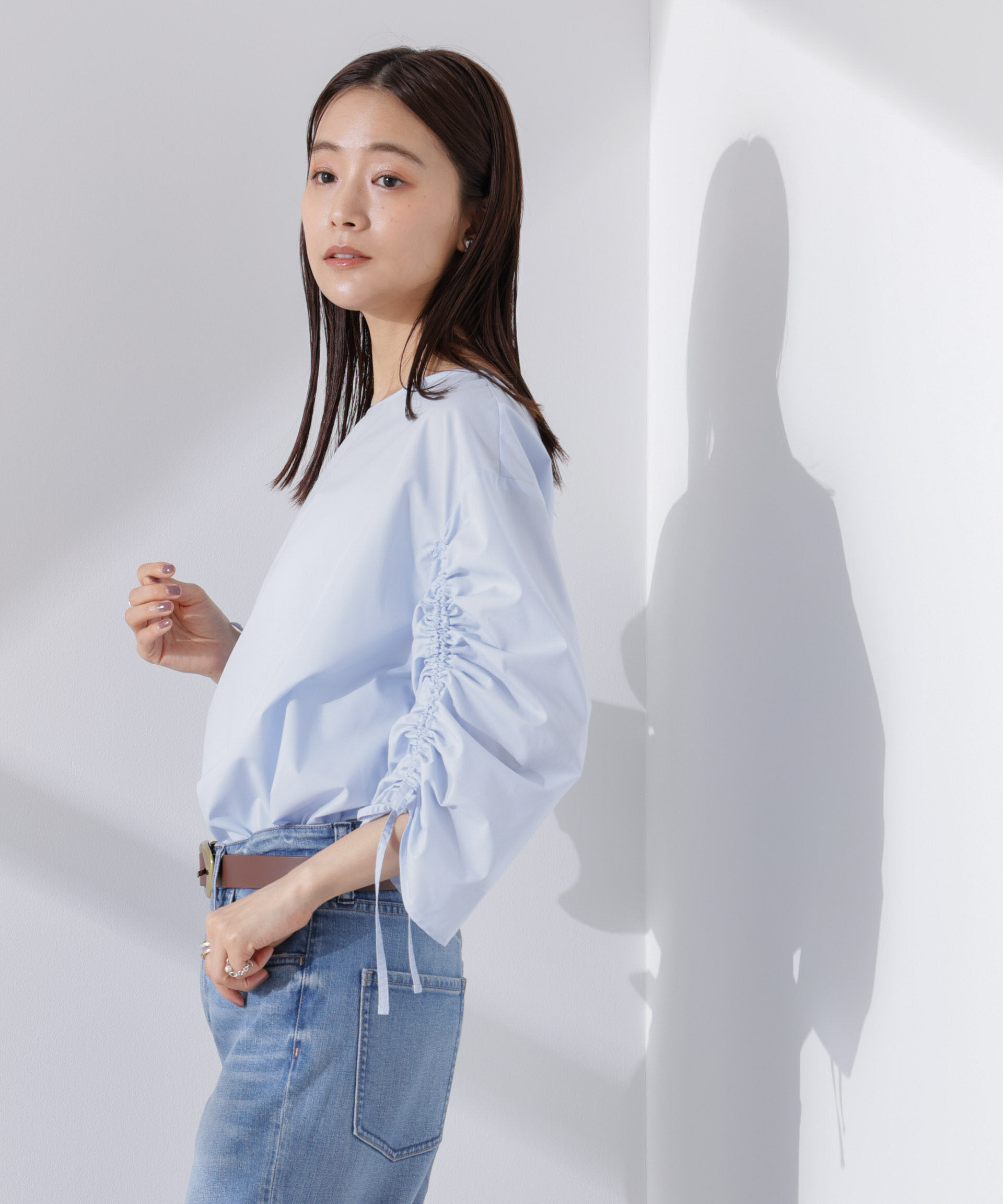 nano･universe「ドロストギャザースリーブプルオーバーシャツ」|シャツ・ブラウス|