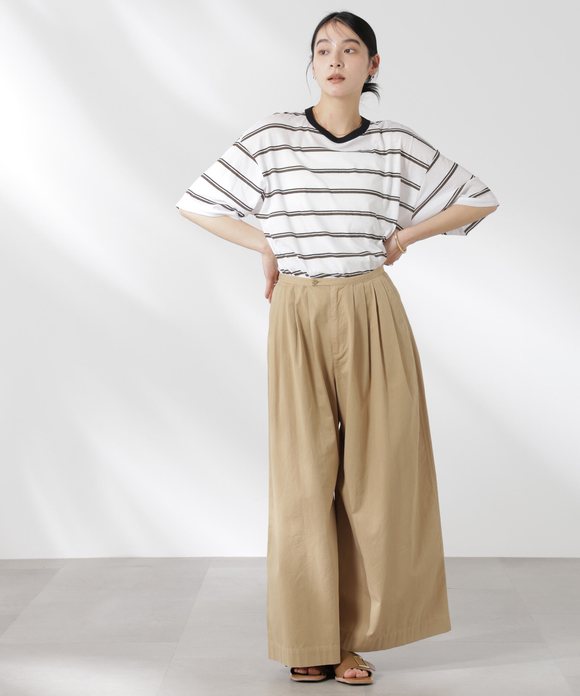 nano･universe「ボーダーシアーコットンTシャツ」|Tシャツ・カットソー|