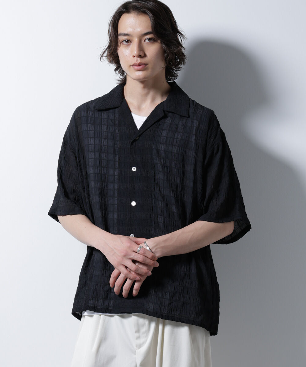 nano･universe「シースルーチェックシャツ」|シャツ・ブラウス|ブラック