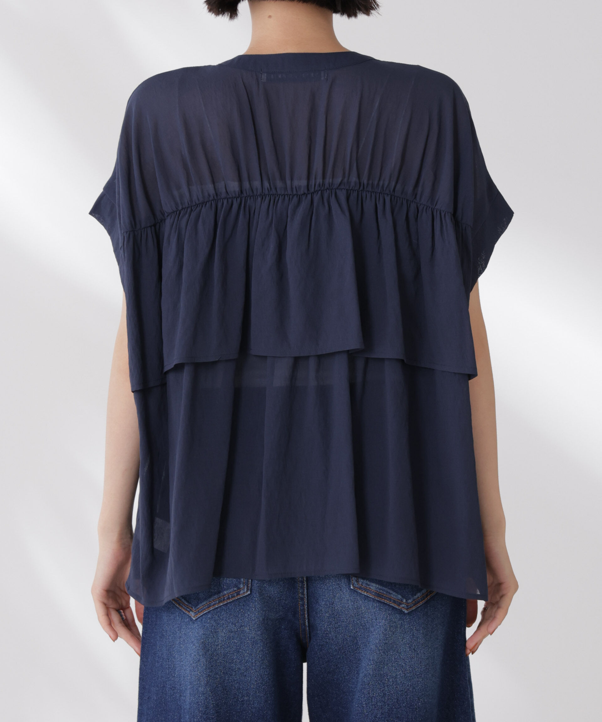 nano･universe「バックフリルギャザーシアーブラウス(セットアップ可)」|シャツ・ブラウス|