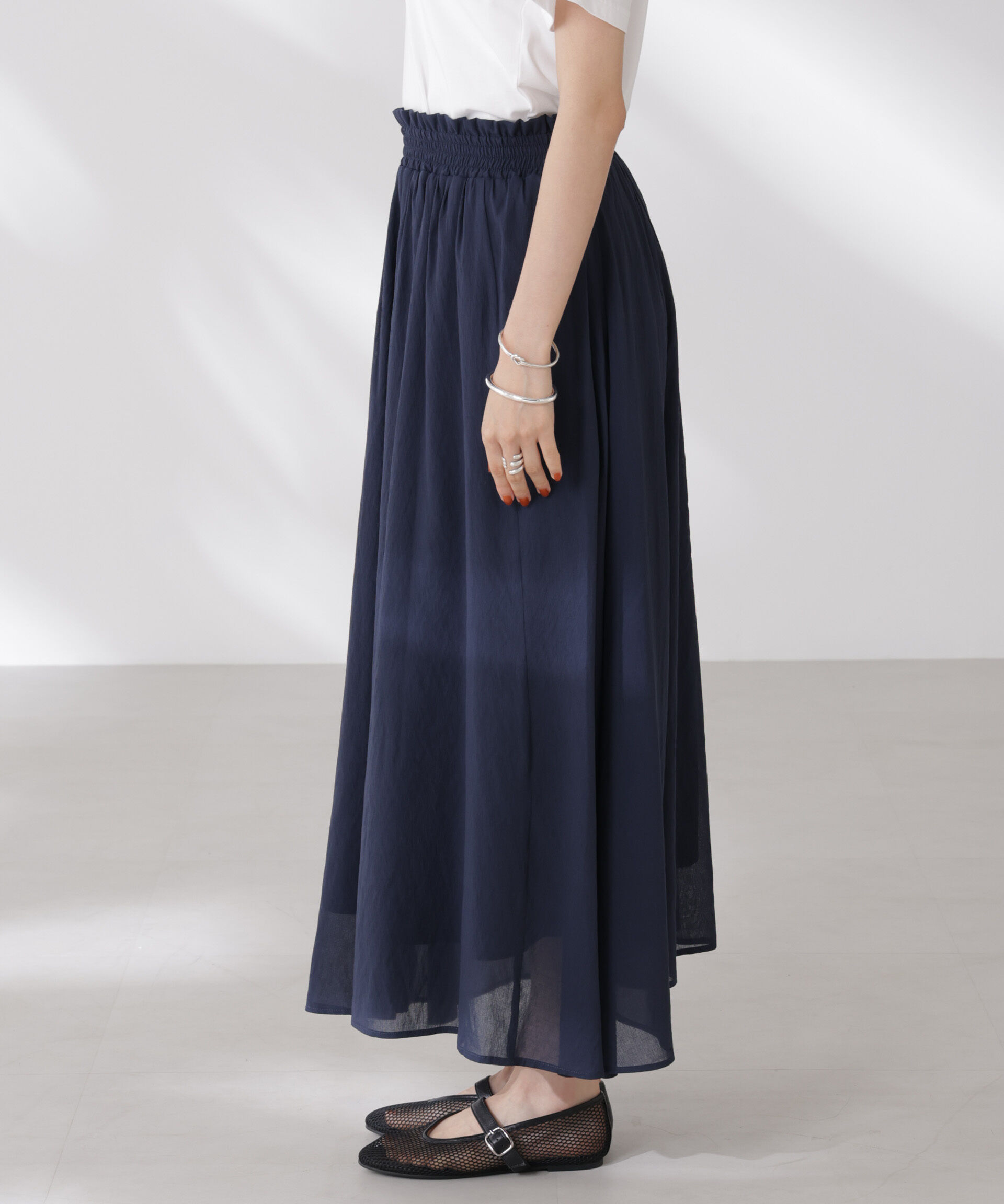 nano･universe「ウエストゴムギャザーシアースカート（セットアップ可）」|スカート|