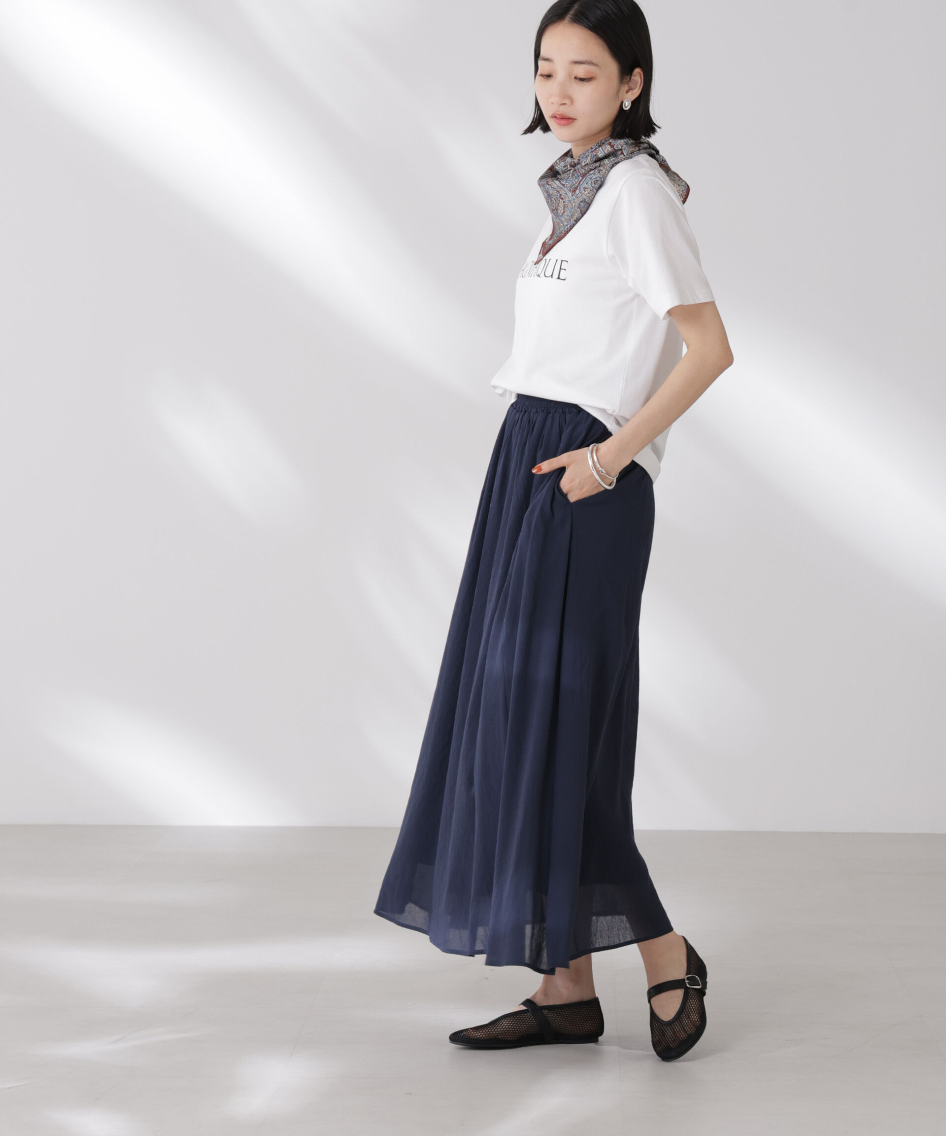 nano･universe「ウエストゴムギャザーシアースカート（セットアップ可）」|スカート|