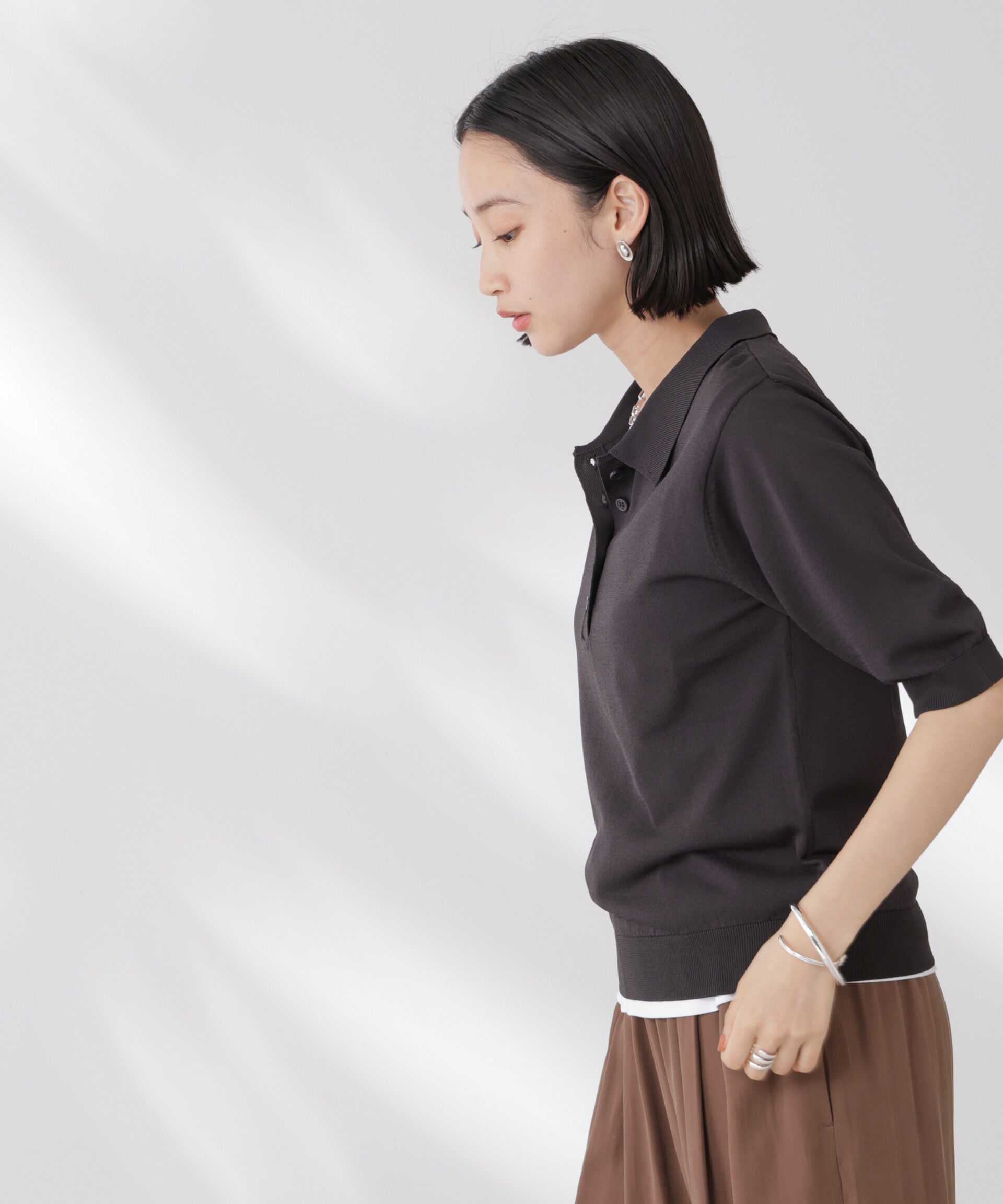 nano･universe「多機能強撚ポロニットトップス」|ニット・セーター|