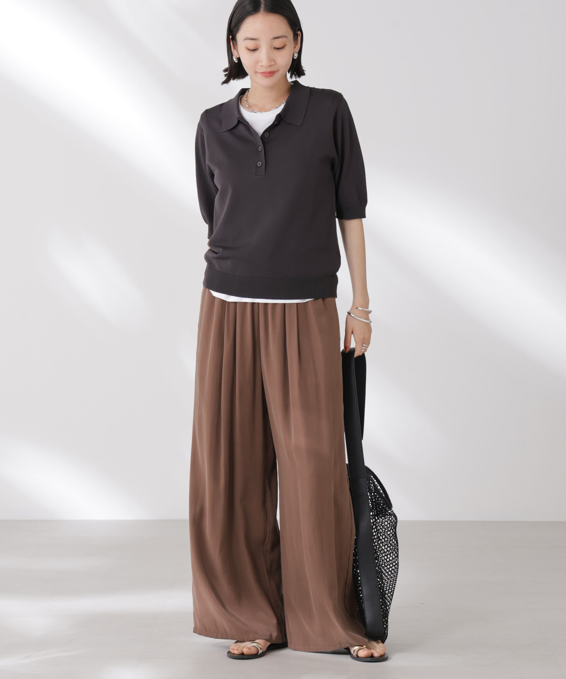 nano･universe「多機能強撚ポロニットトップス」|ニット・セーター|