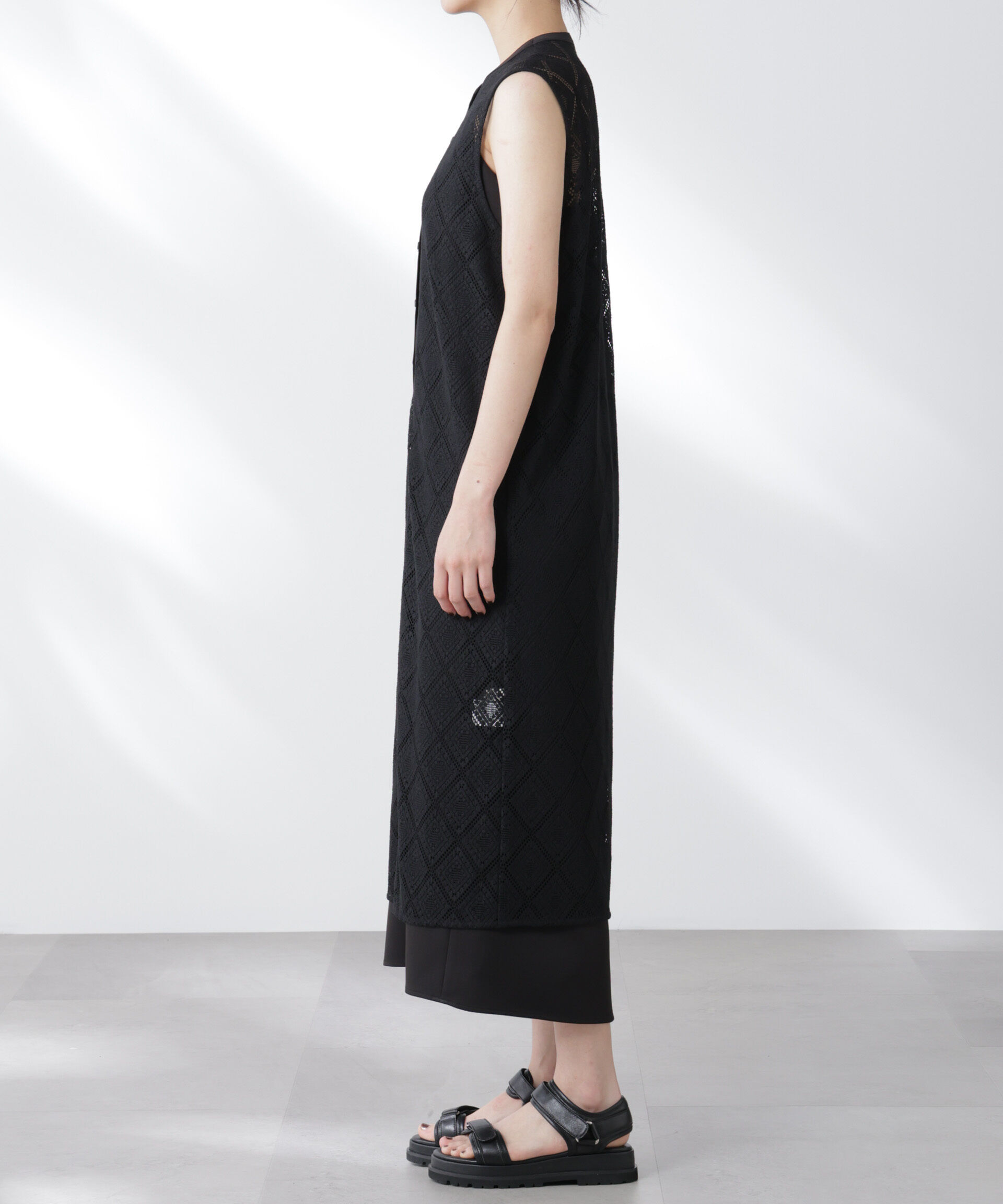 nano･universe「レースロングジレ&times;キャミワンピースセット」|ワンピース|