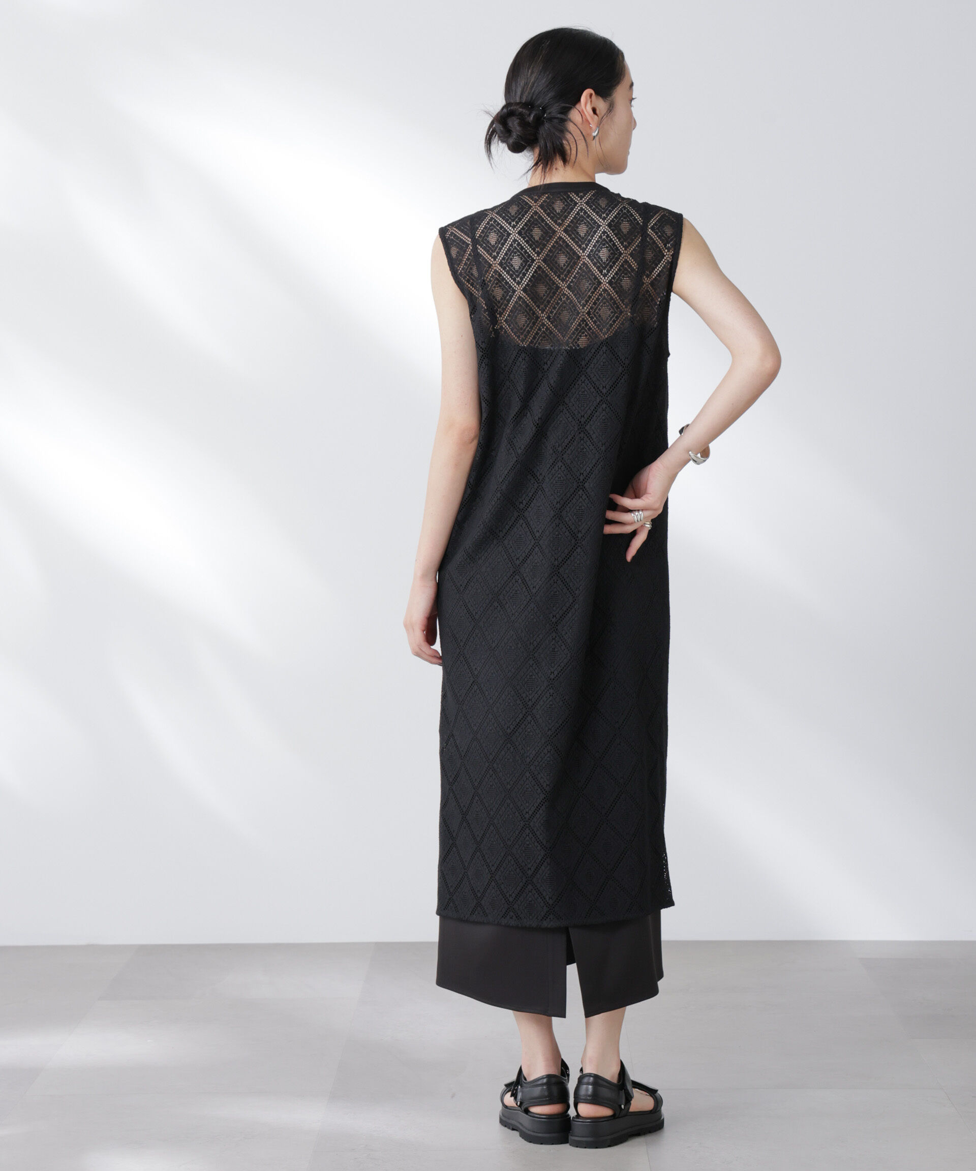 nano･universe「レースロングジレ&times;キャミワンピースセット」|ワンピース|