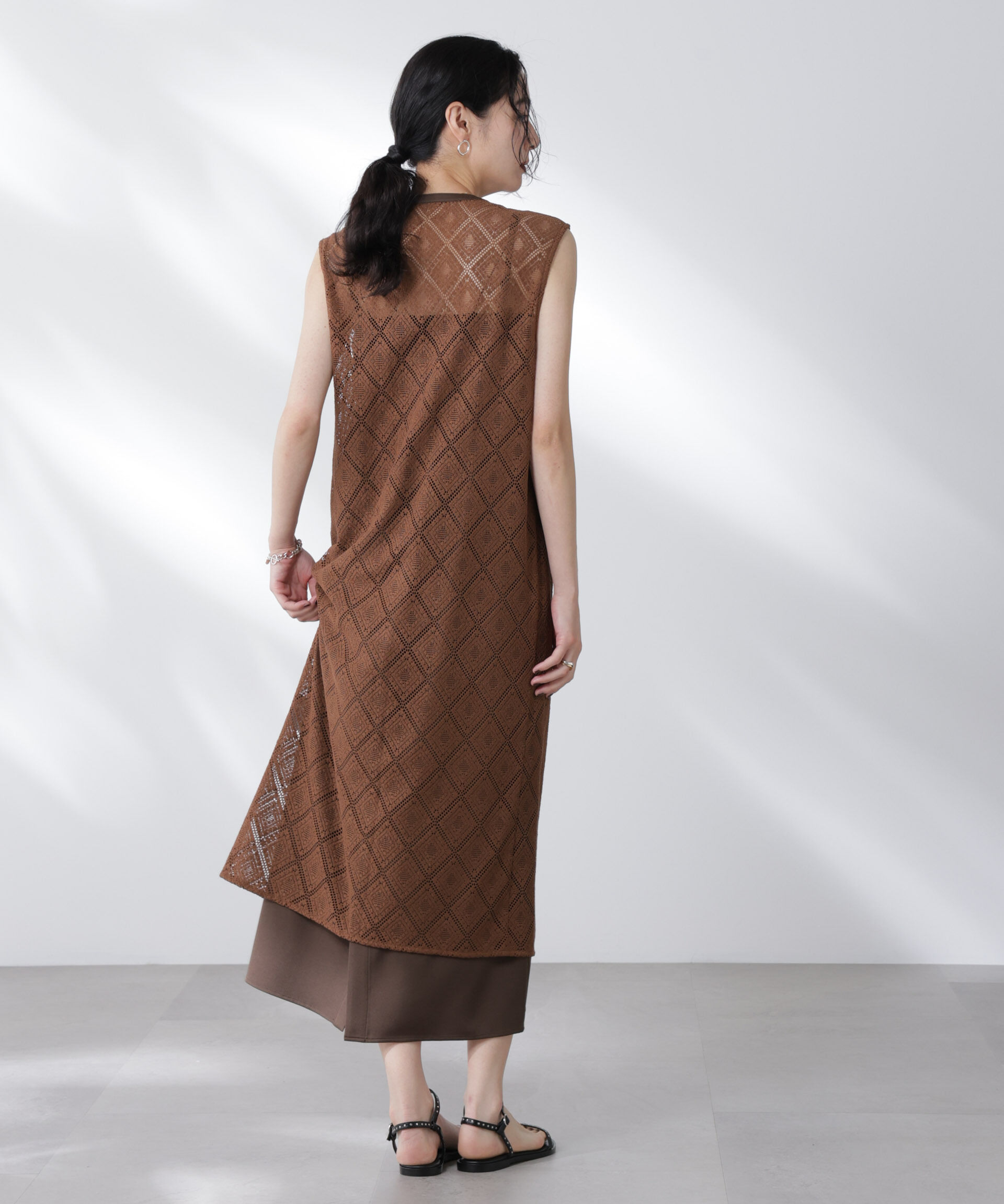 nano･universe「レースロングジレ&times;キャミワンピースセット」|ワンピース|