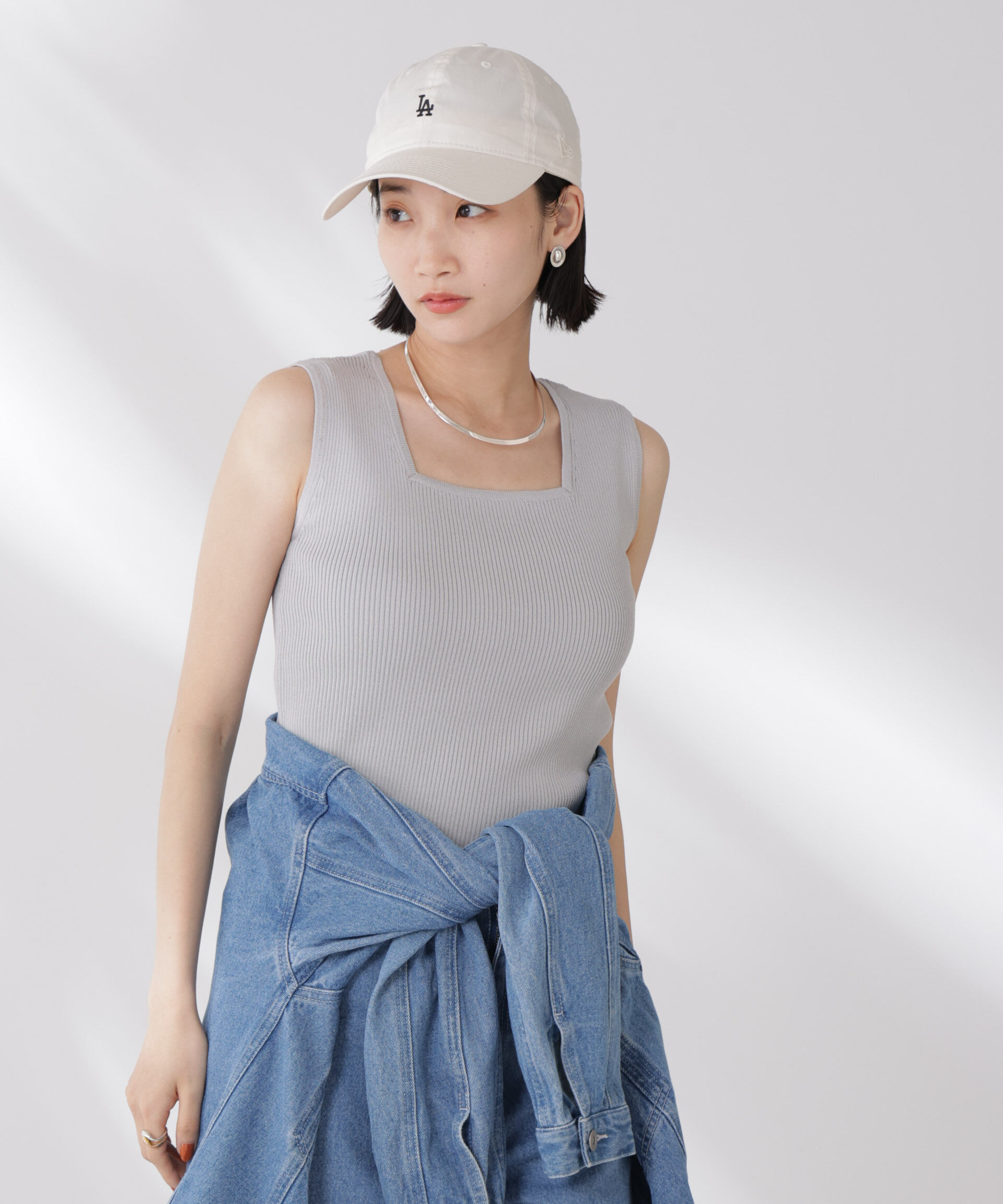 nano･universe「前後2wayスクエア＆クルーネックリブニットタンクトップ」|ニット・セーター|グレー