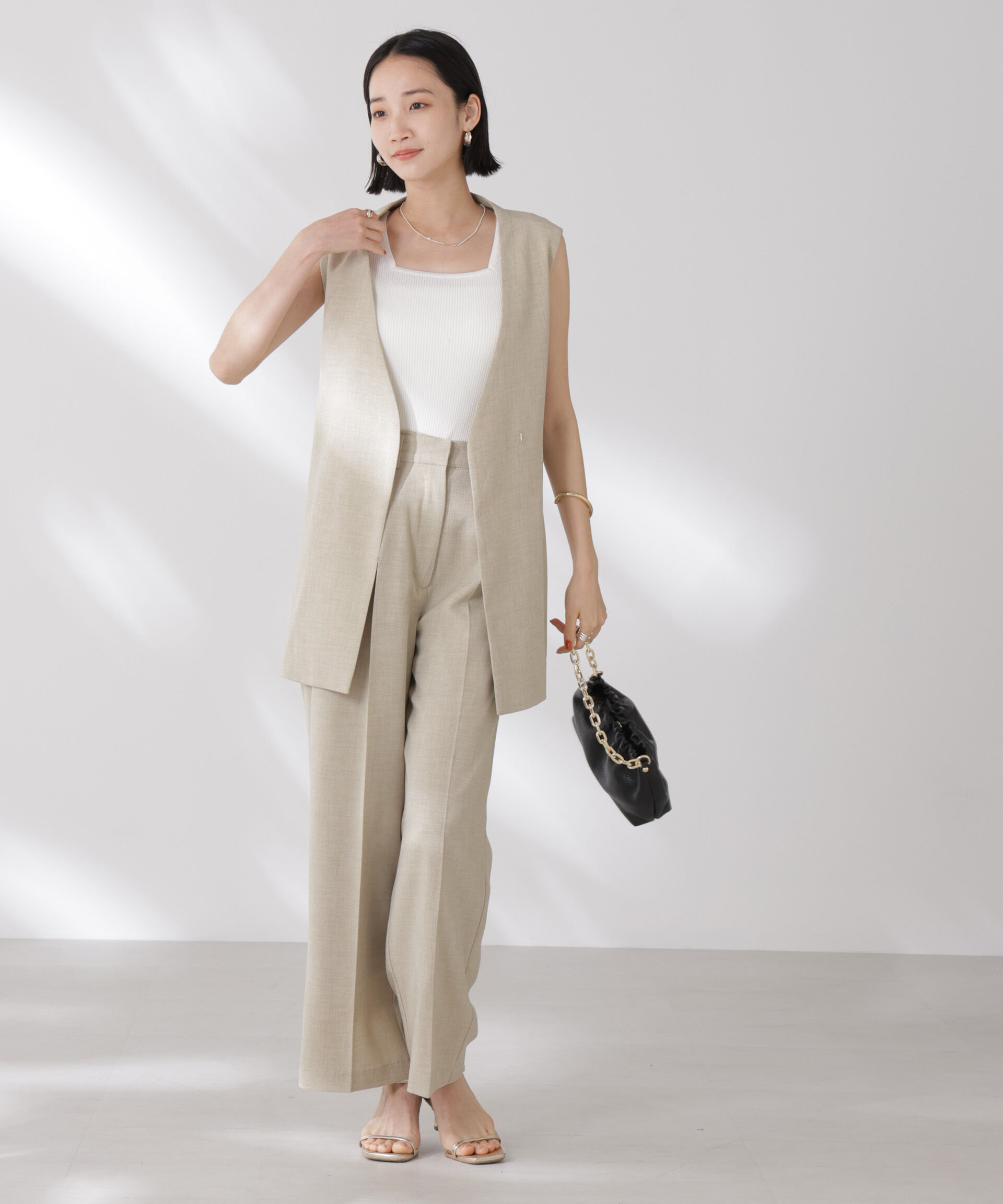 nano･universe「前後2wayスクエア＆クルーネックリブニットタンクトップ」|ニット・セーター|