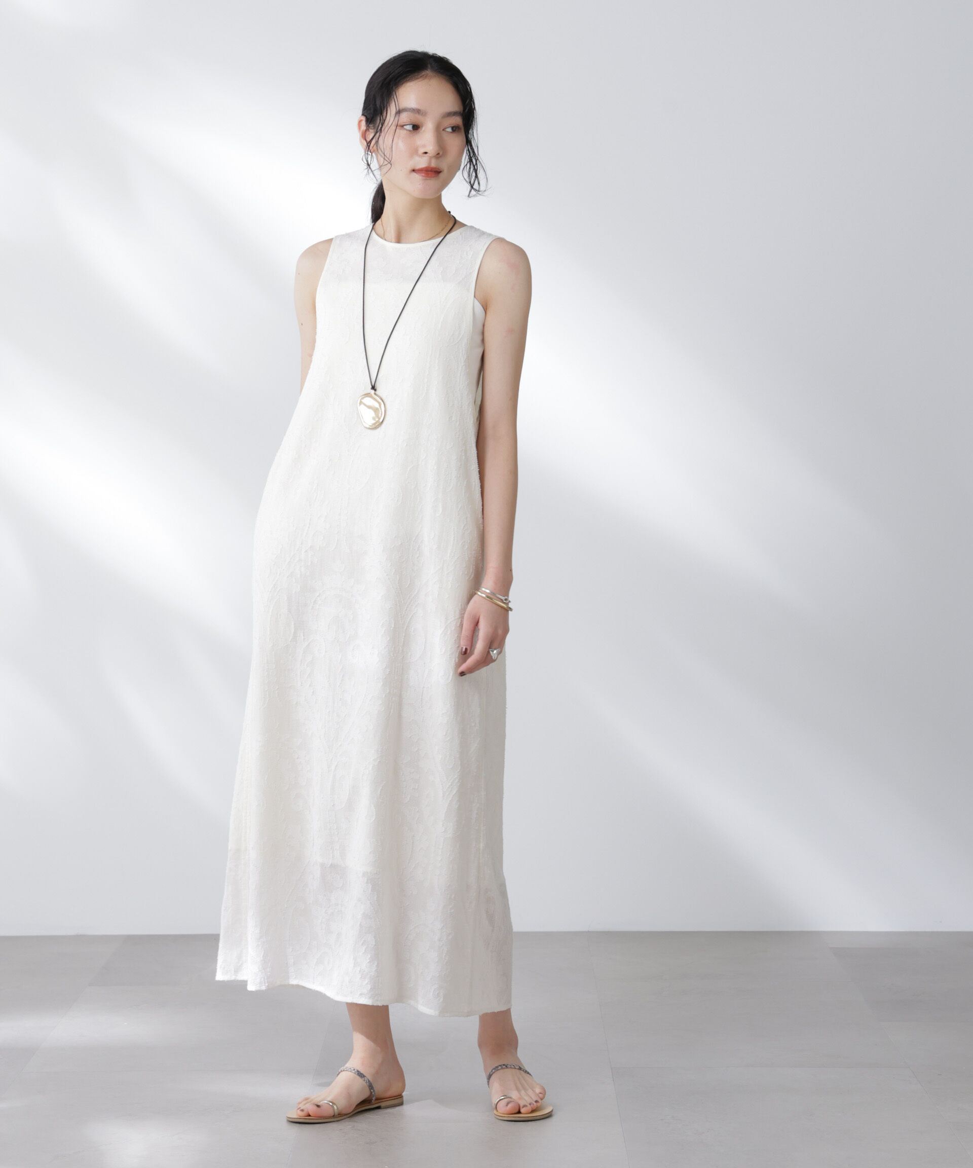 nano･universe「made in india カットワークジャカードワンピース(セットアップ可)」|ワンピース|