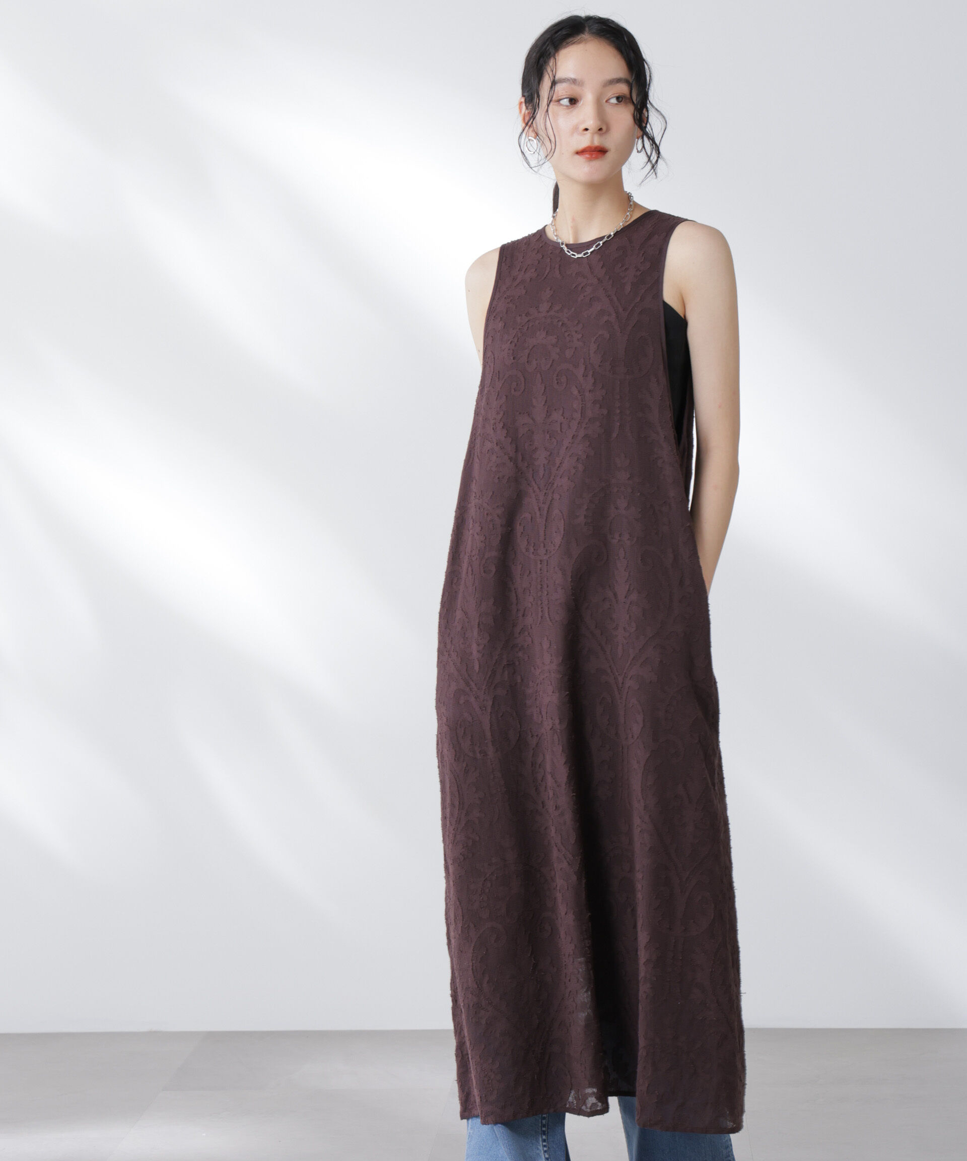 nano･universe「made in india カットワークジャカードワンピース(セットアップ可)」|ワンピース|