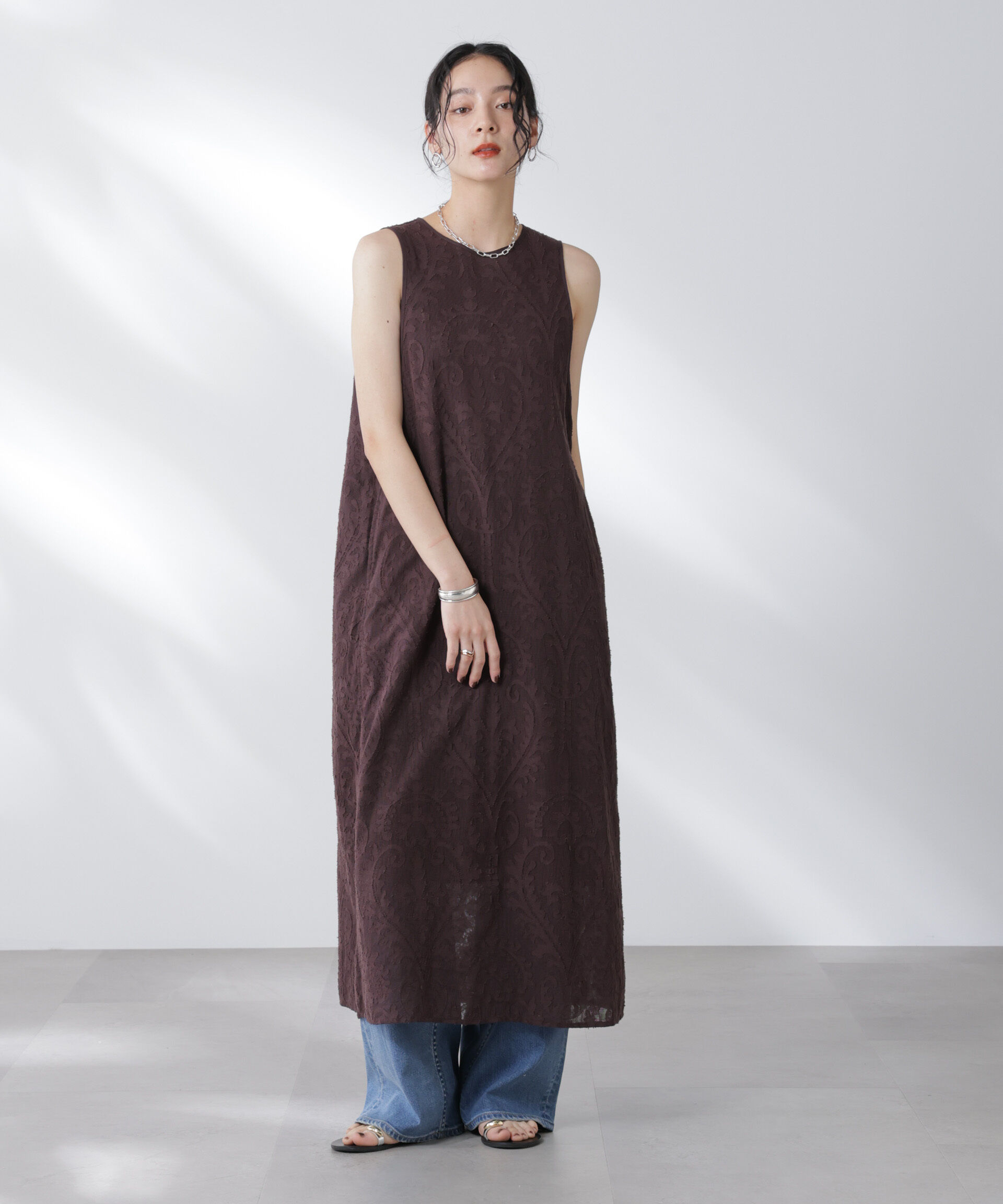 nano･universe「made in india カットワークジャカードワンピース(セットアップ可)」|ワンピース|