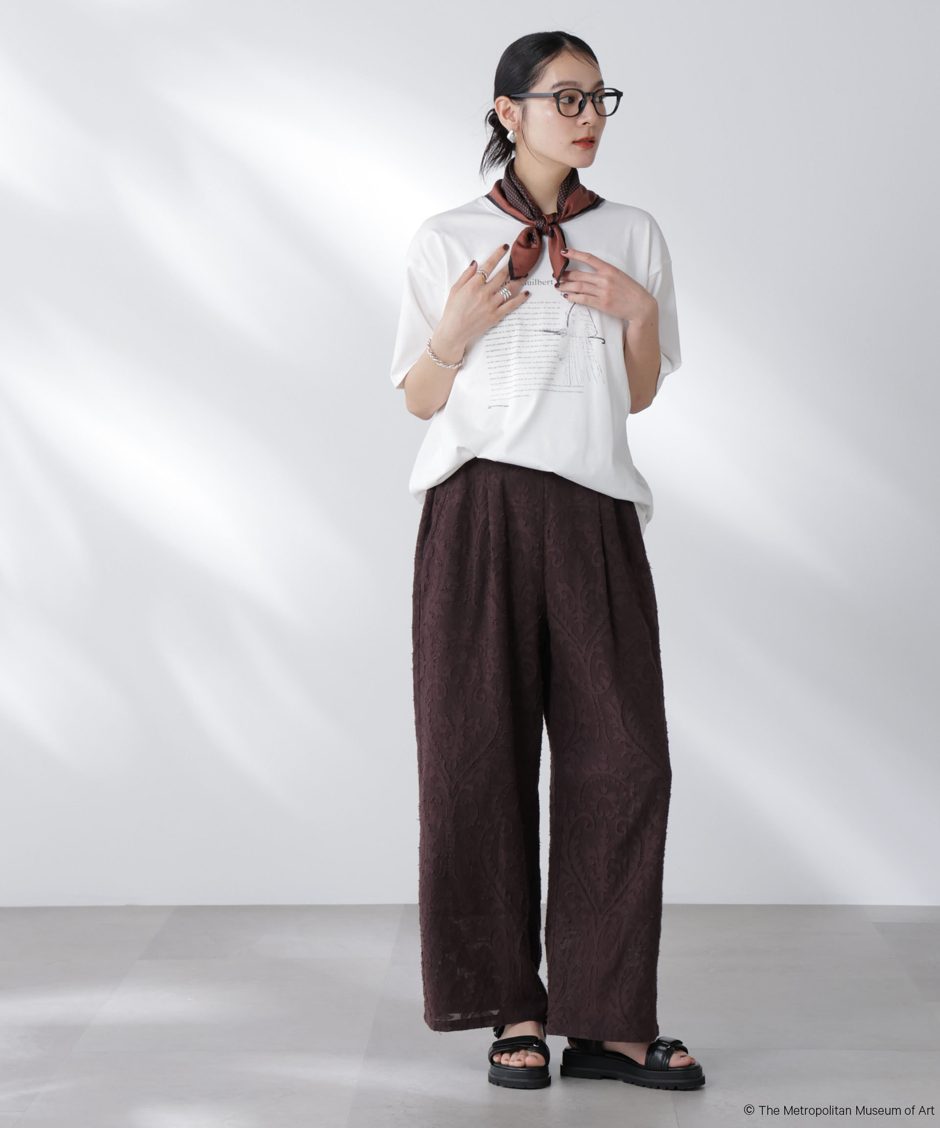 nano･universe「made in india カットワークジャカードパンツ(セットアップ可)」|チノ|