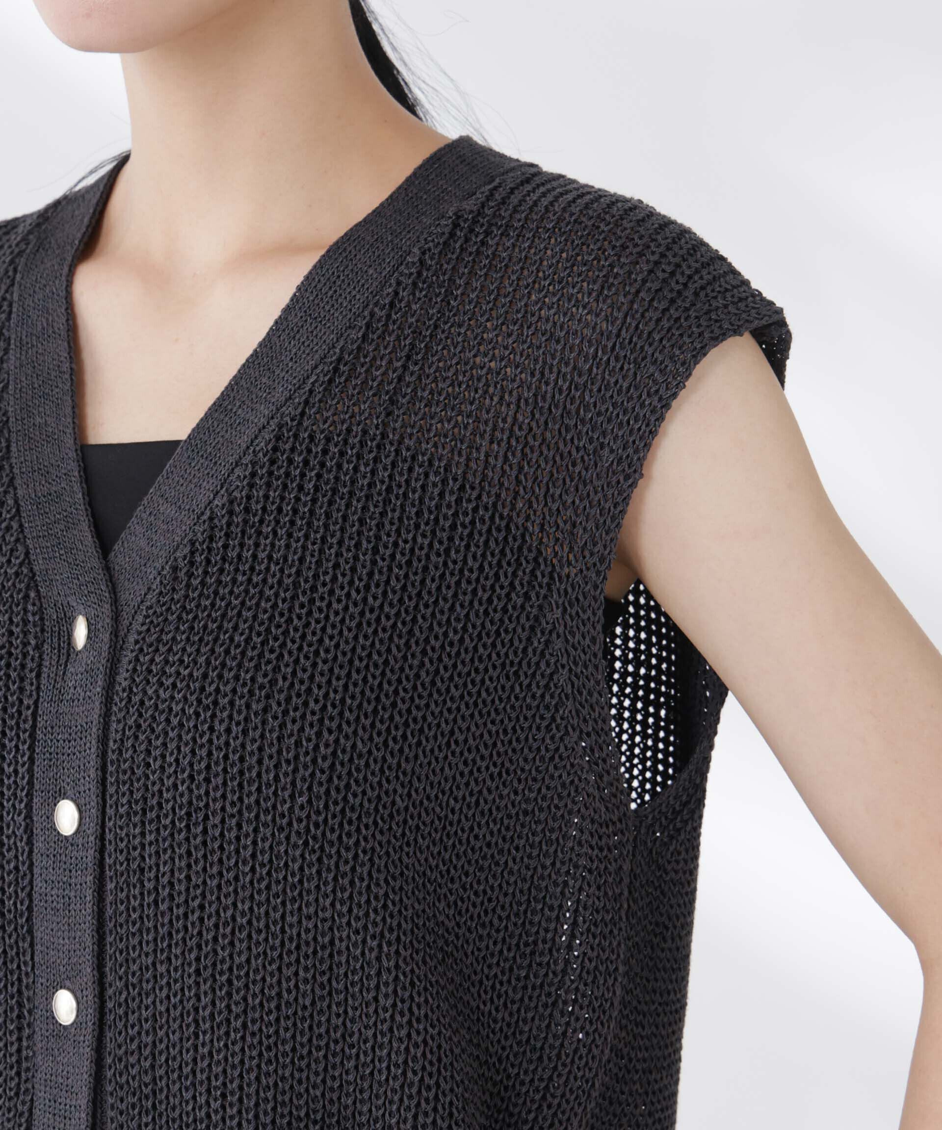 nano･universe「ペーパーヤーン畦ニットベスト」|ニット・セーター|