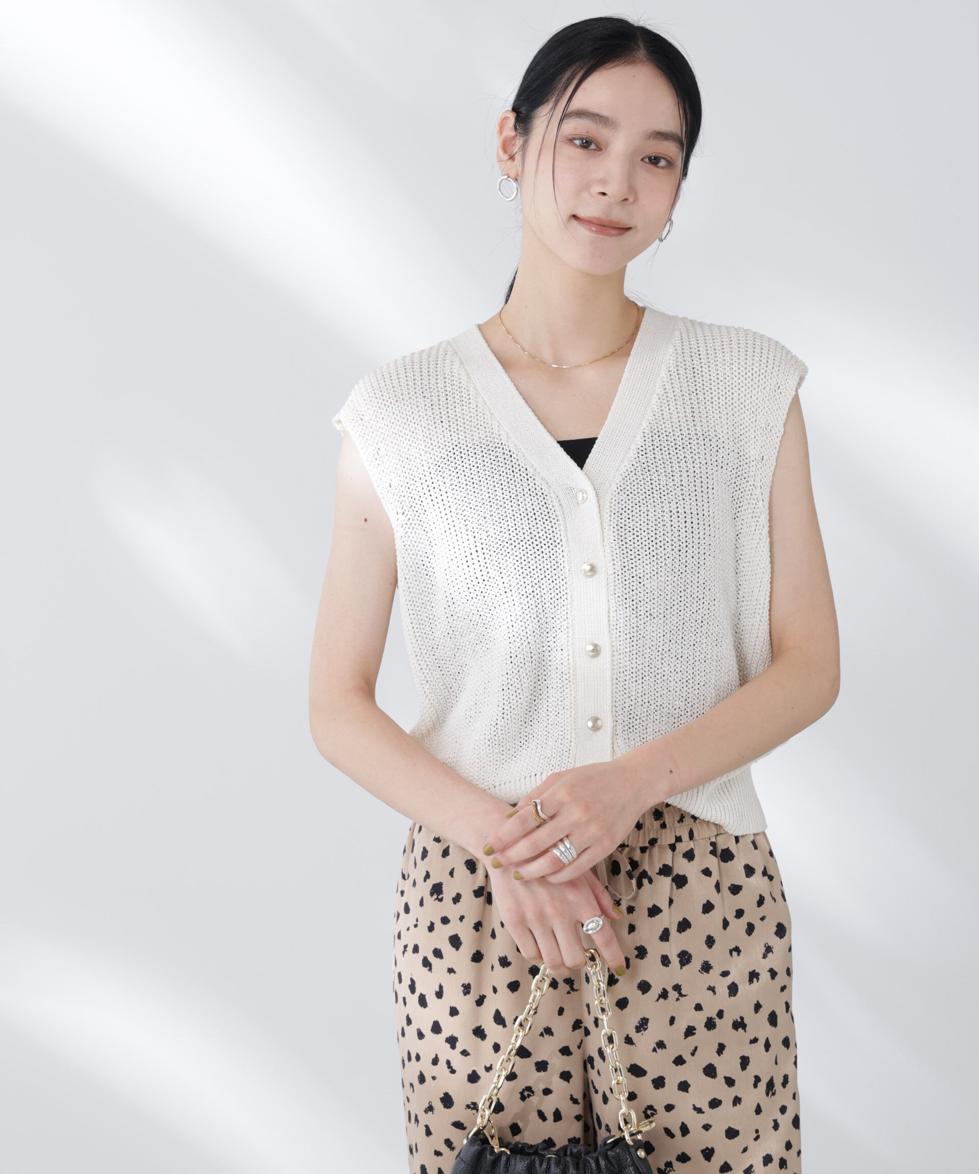 nano･universe「ペーパーヤーン畦ニットベスト」|ニット・セーター|