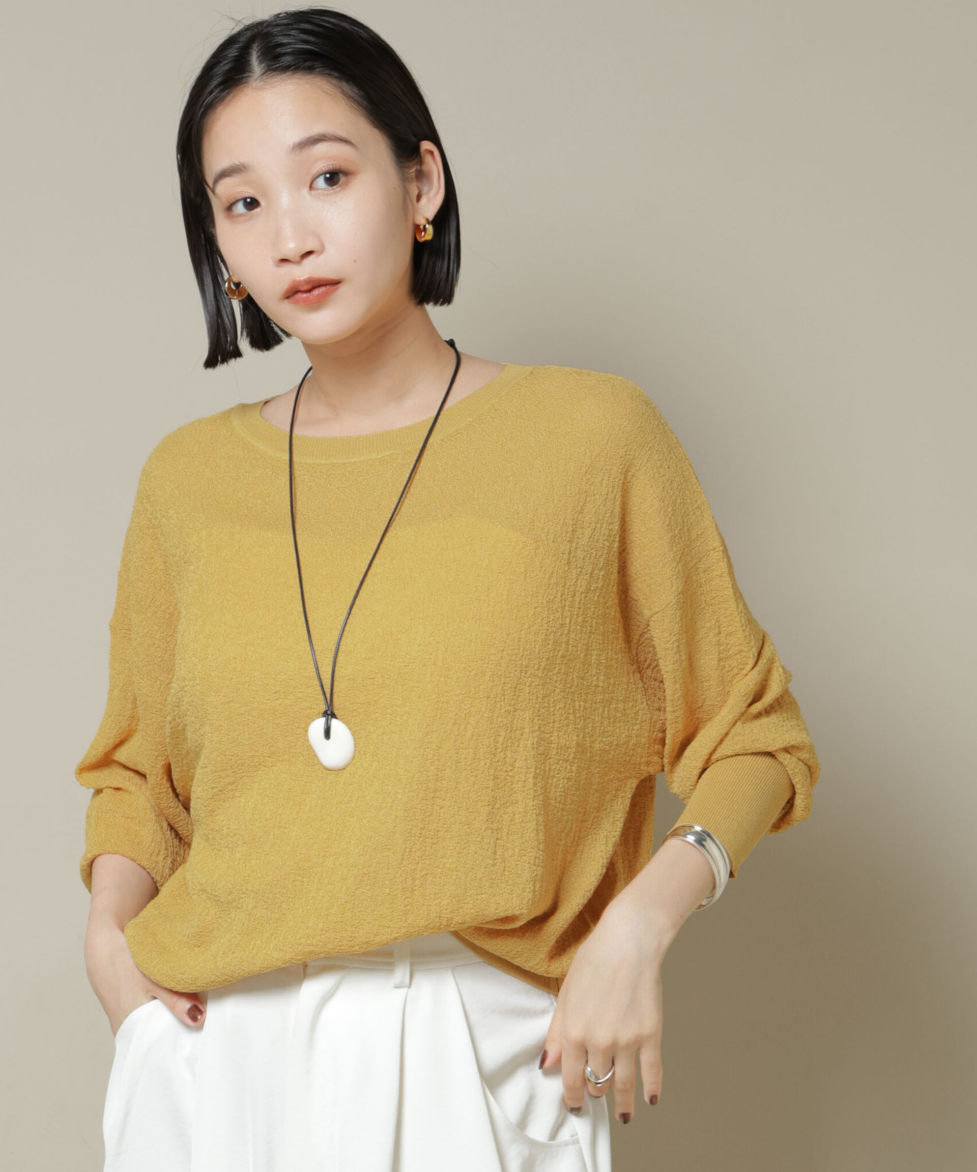 nano･universe「梨地ボートネックワイドシルエットニット」|ニット・セーター|