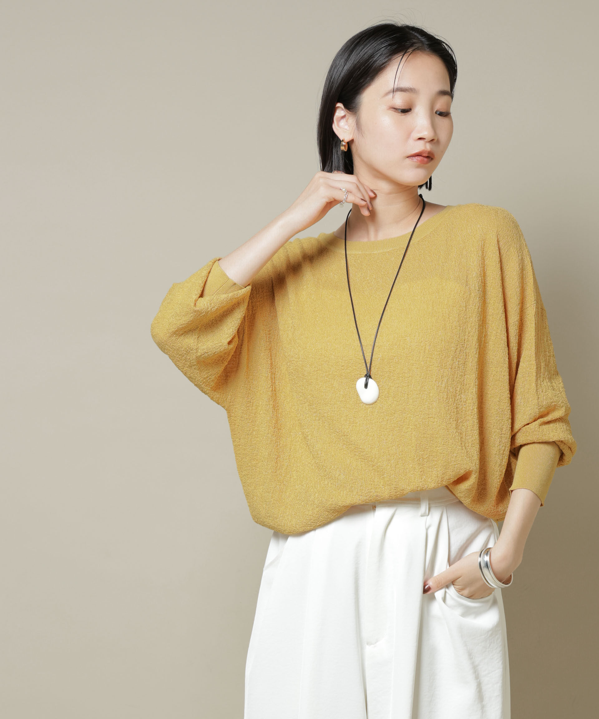 nano･universe「梨地ボートネックワイドシルエットニット」|ニット・セーター|