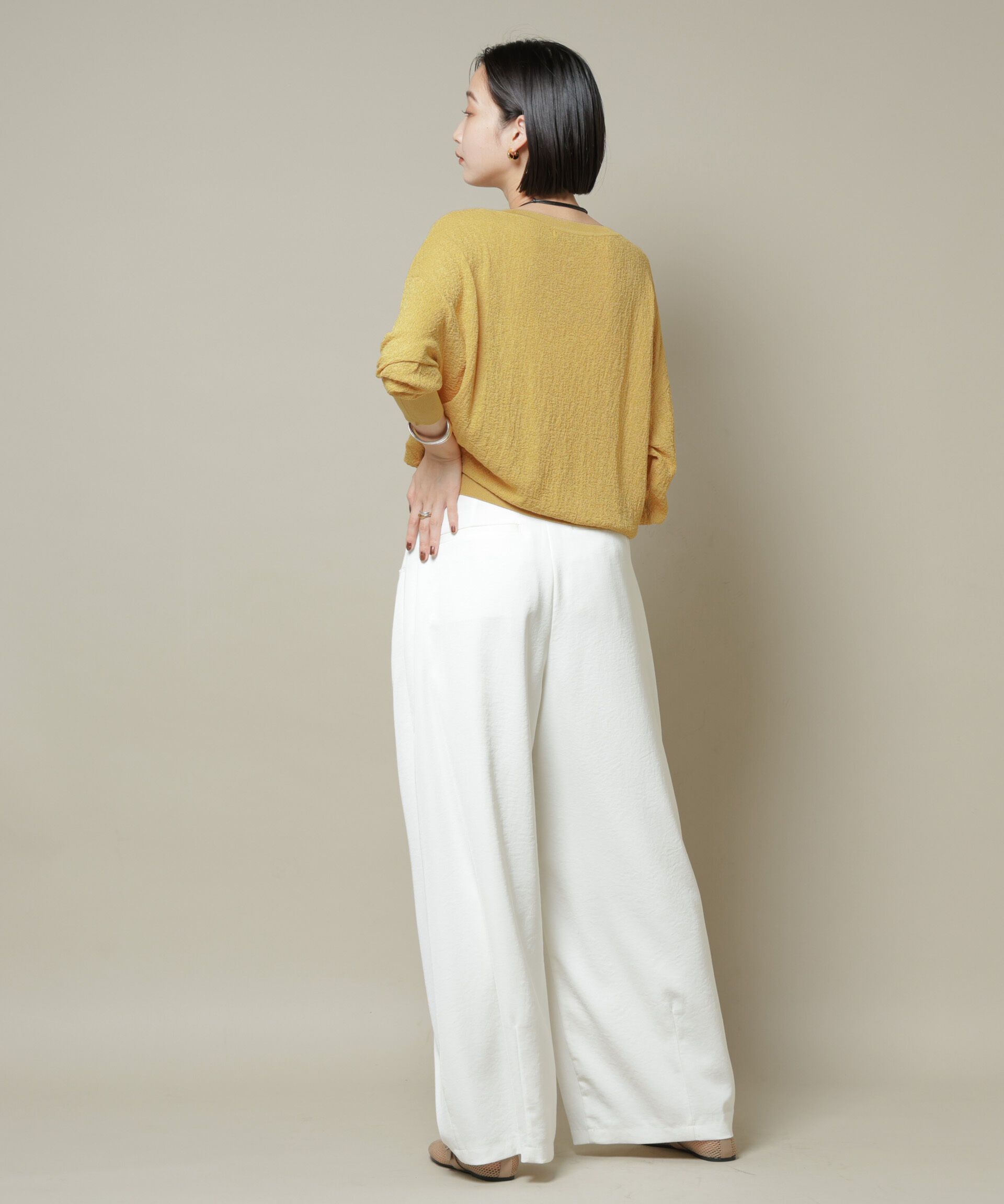 nano･universe「梨地ボートネックワイドシルエットニット」|ニット・セーター|