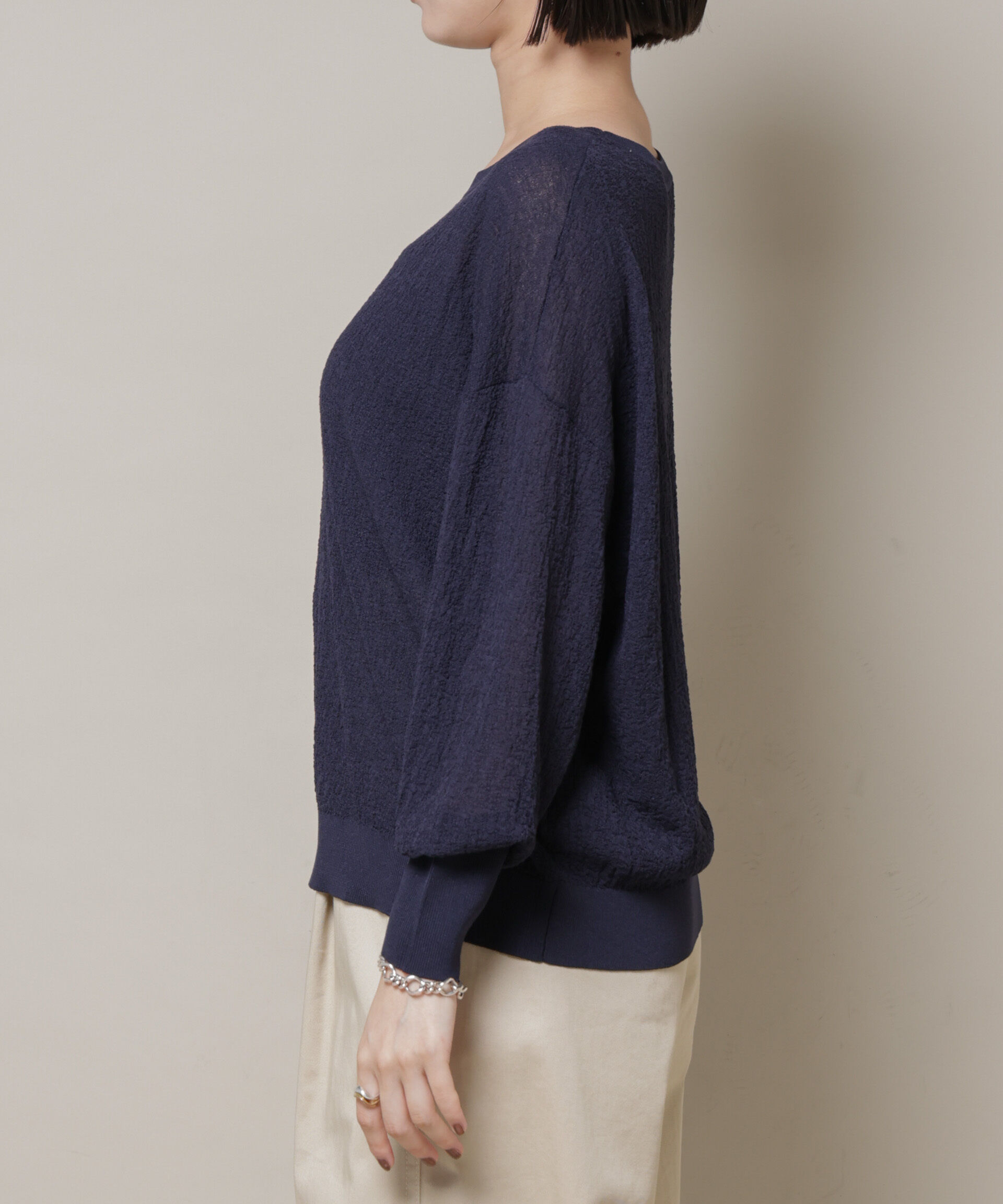 nano･universe「梨地ボートネックワイドシルエットニット」|ニット・セーター|