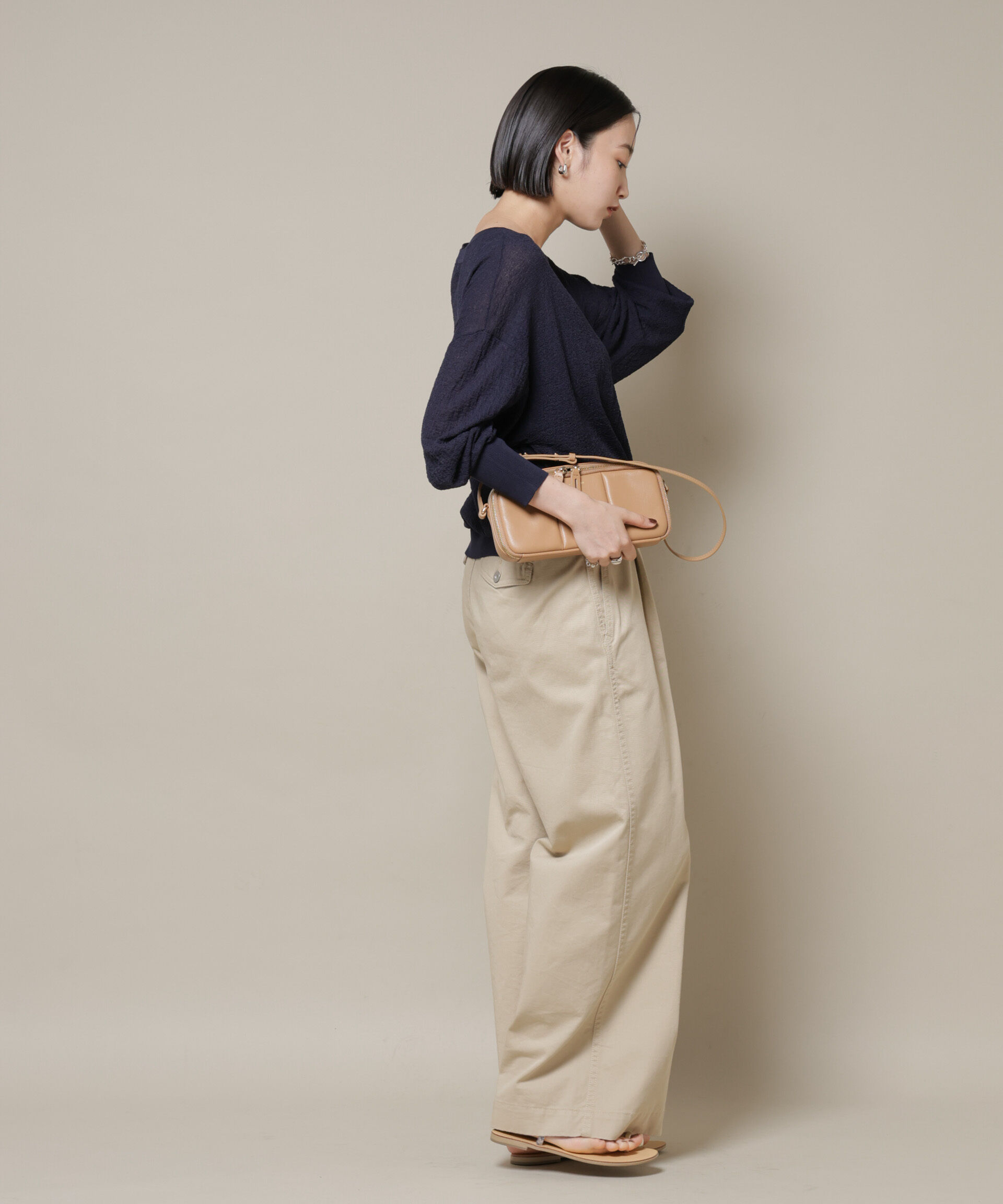 nano･universe「梨地ボートネックワイドシルエットニット」|ニット・セーター|