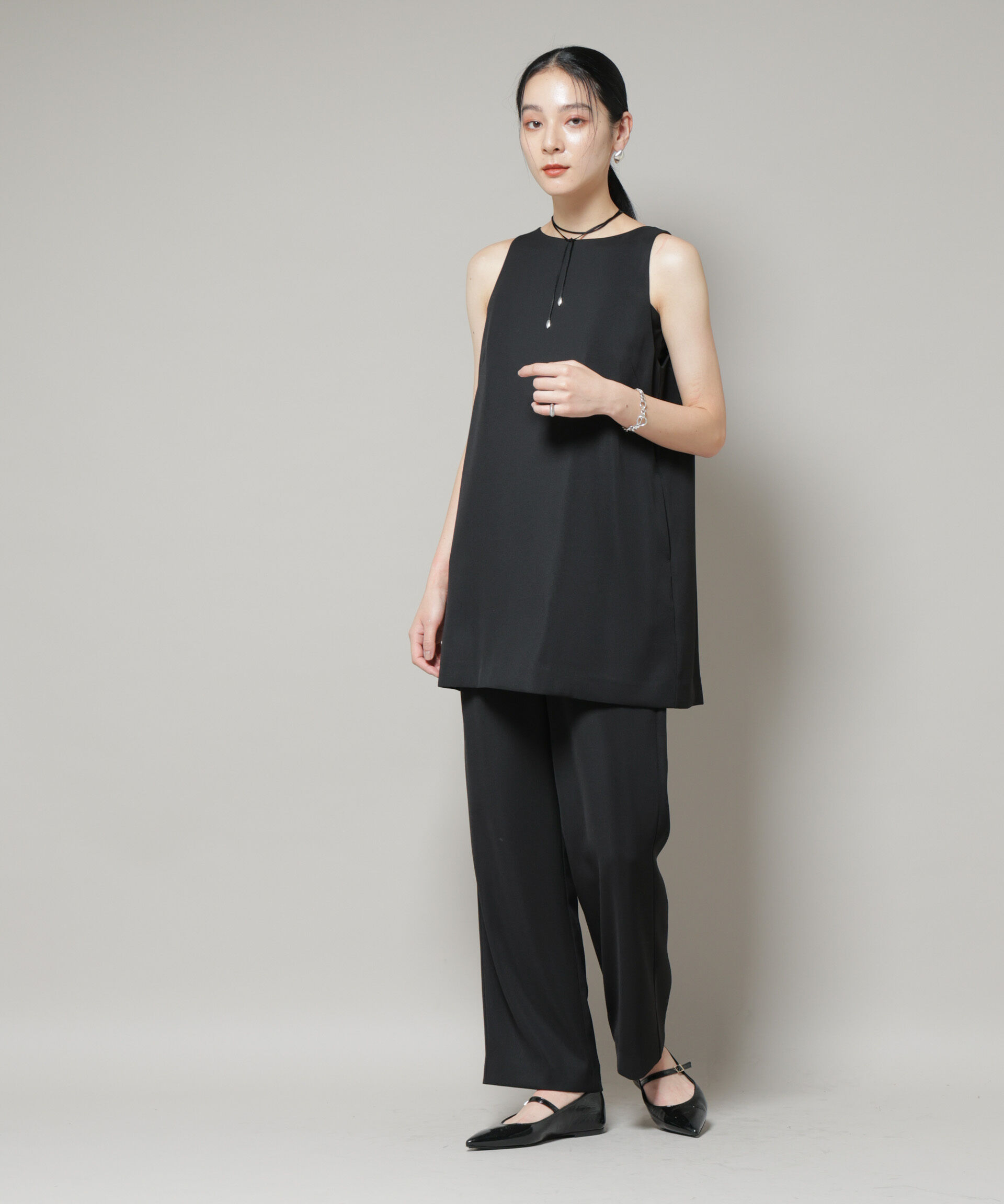 nano･universe「ダブルクロスノースリーブブラウス&times;パンツセットアップ」|ワンピース|