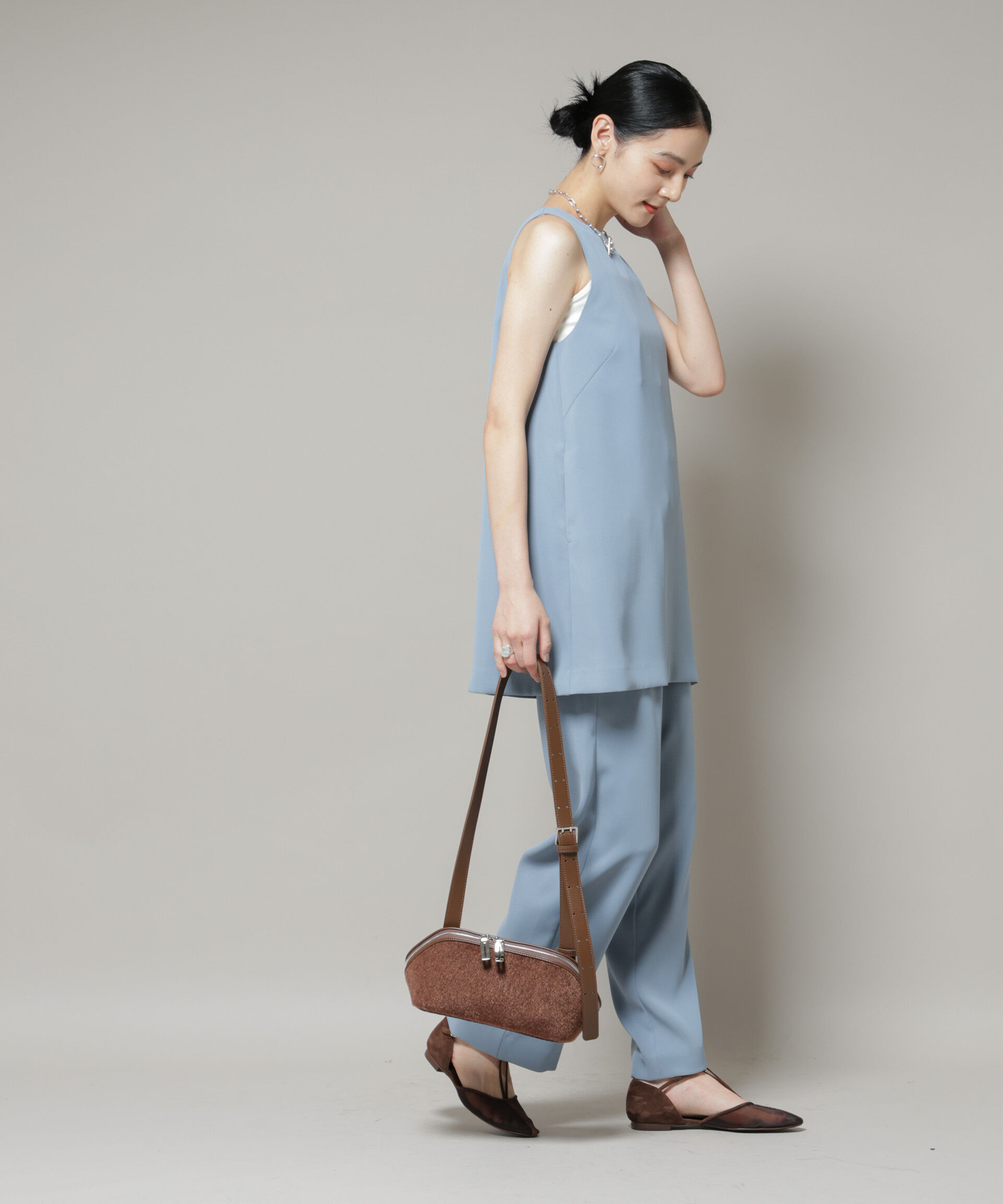 nano･universe「ダブルクロスノースリーブブラウス&times;パンツセットアップ」|ワンピース|