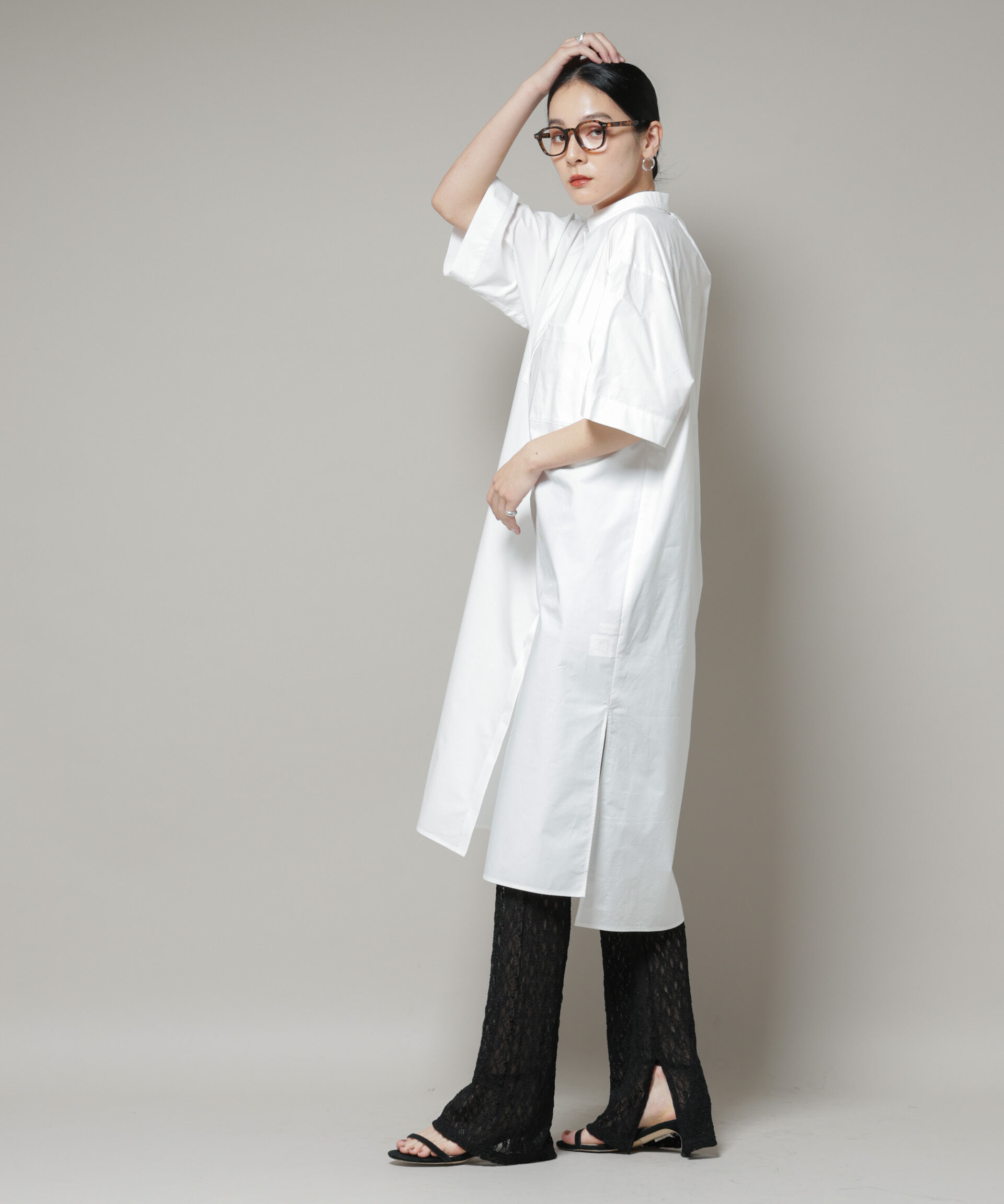 nano･universe「Ｗポケットハーフスリーブシャツワンピース」|ワンピース|