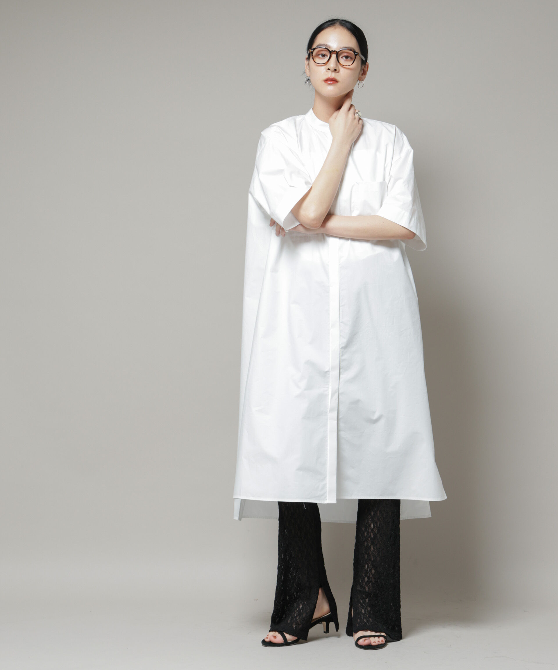 nano･universe「Ｗポケットハーフスリーブシャツワンピース」|ワンピース|