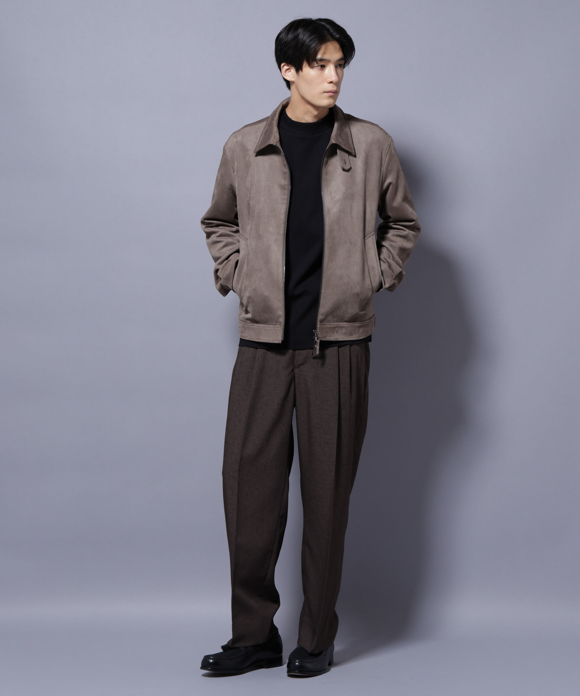 nano･universe「フェイクスエードブルゾン」|ブルゾン・スタジャン|