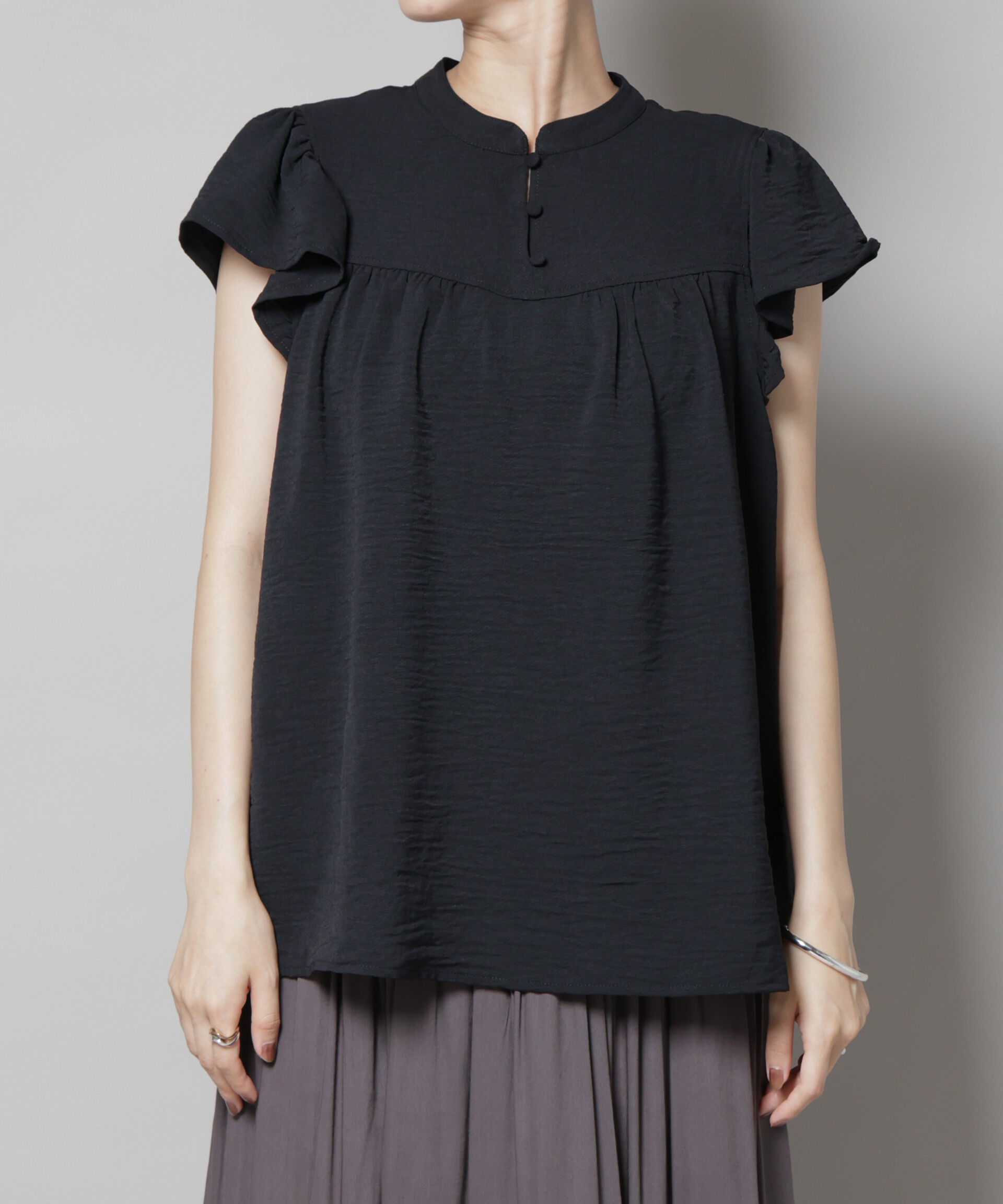 nano･universe「フリルスリーブブラウス(セットアップ可)」|シャツ・ブラウス|