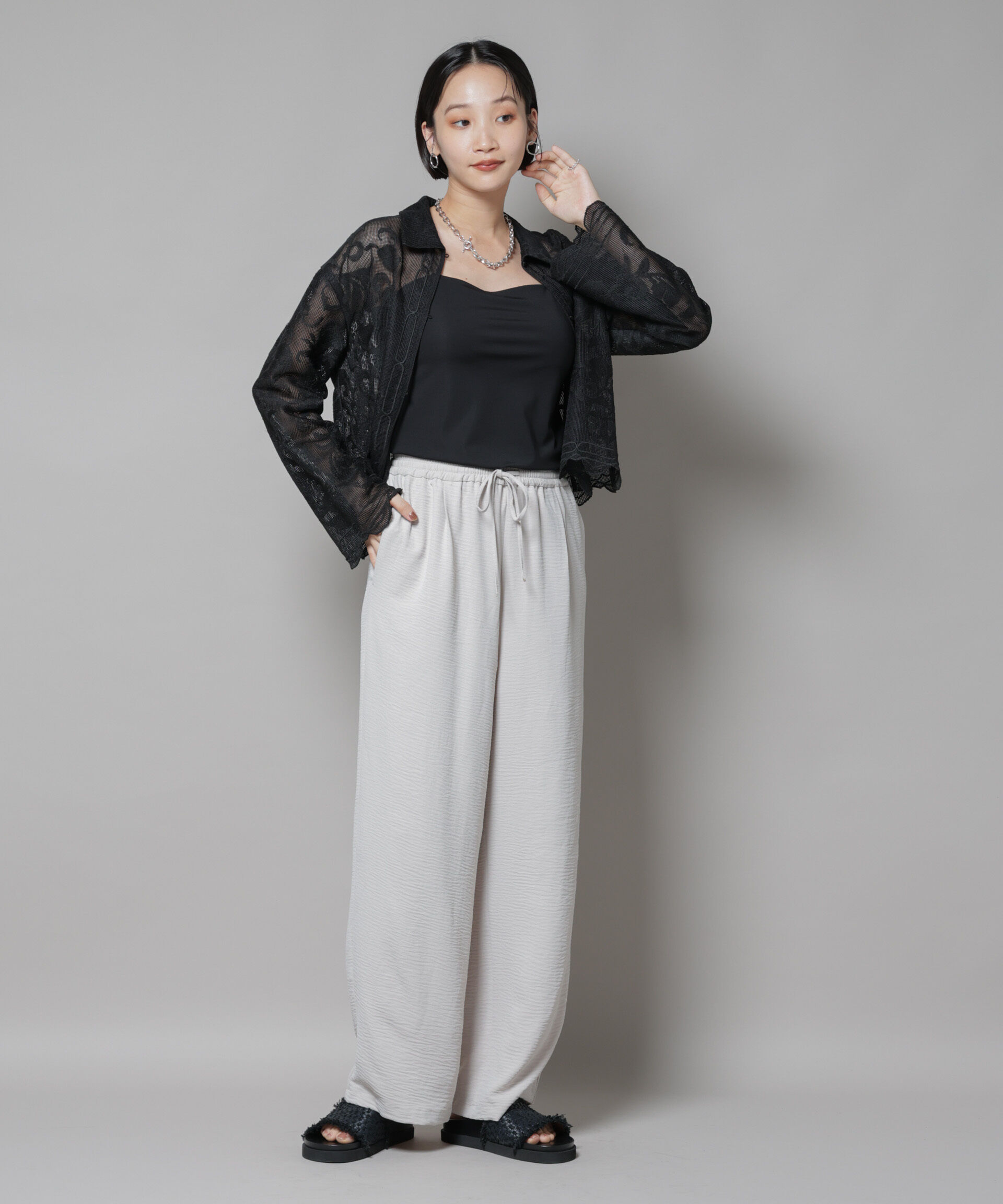 nano･universe「イージードロストワイドパンツ(セットアップ可)」|チノ|