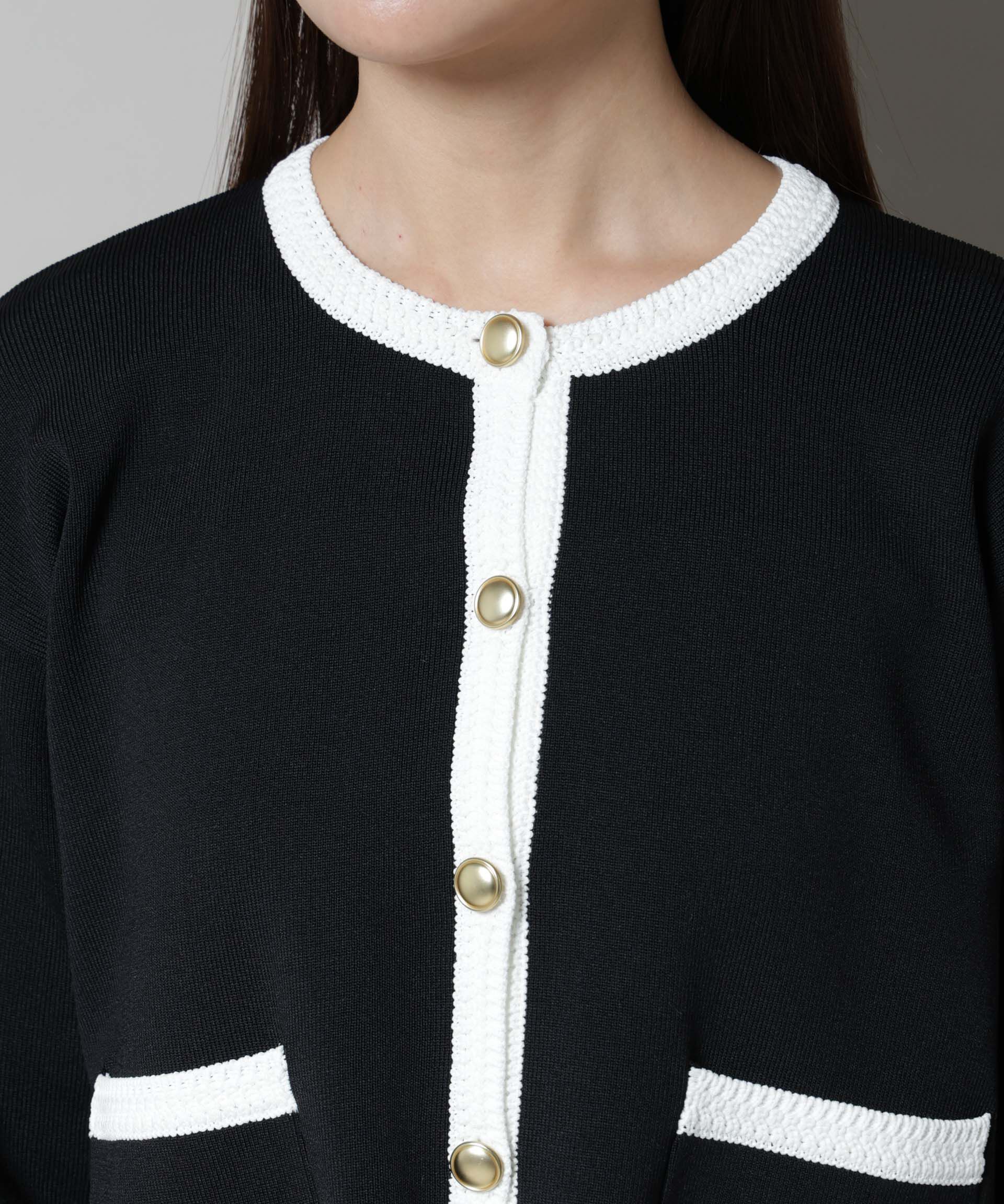 nano･universe「洗濯機洗可配色ジャケットカーディガン」|ニット・セーター|