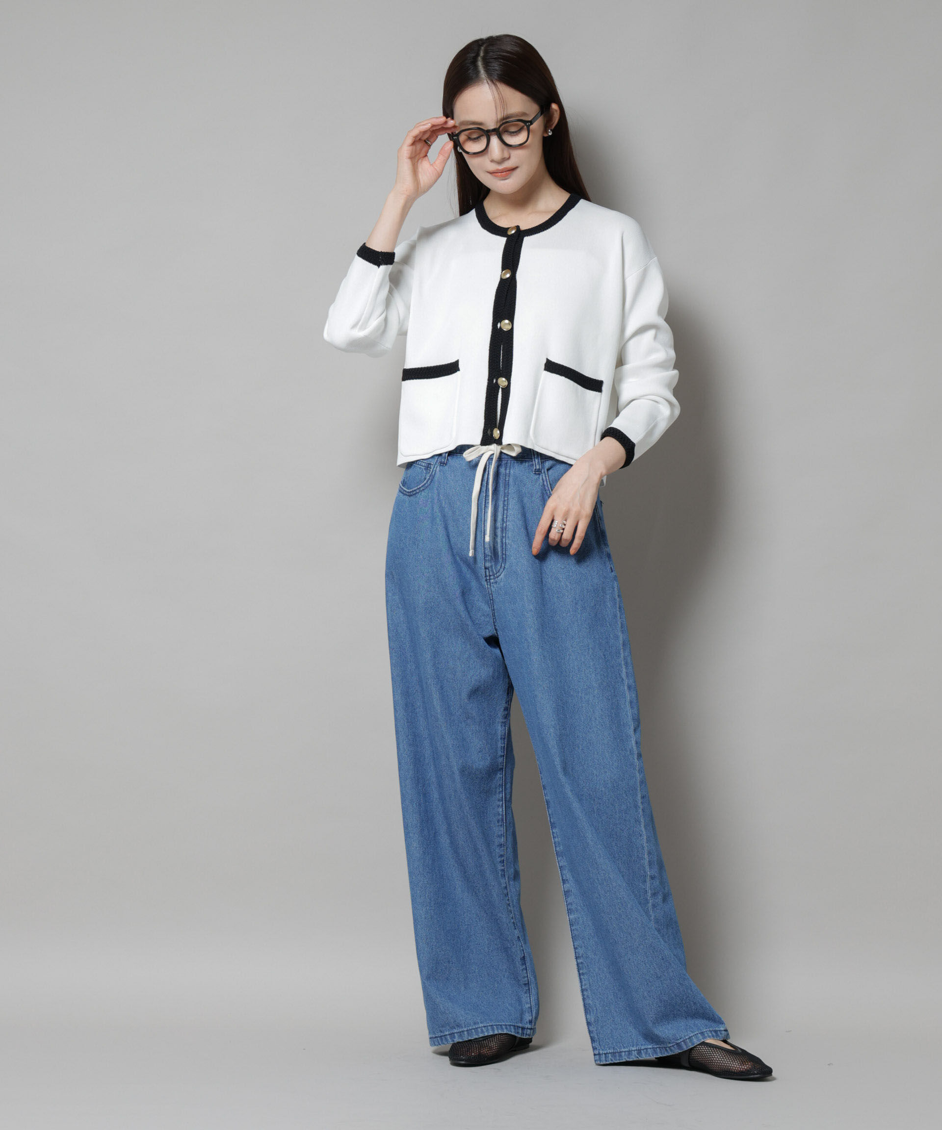 nano･universe「洗濯機洗可配色ジャケットカーディガン」|ニット・セーター|