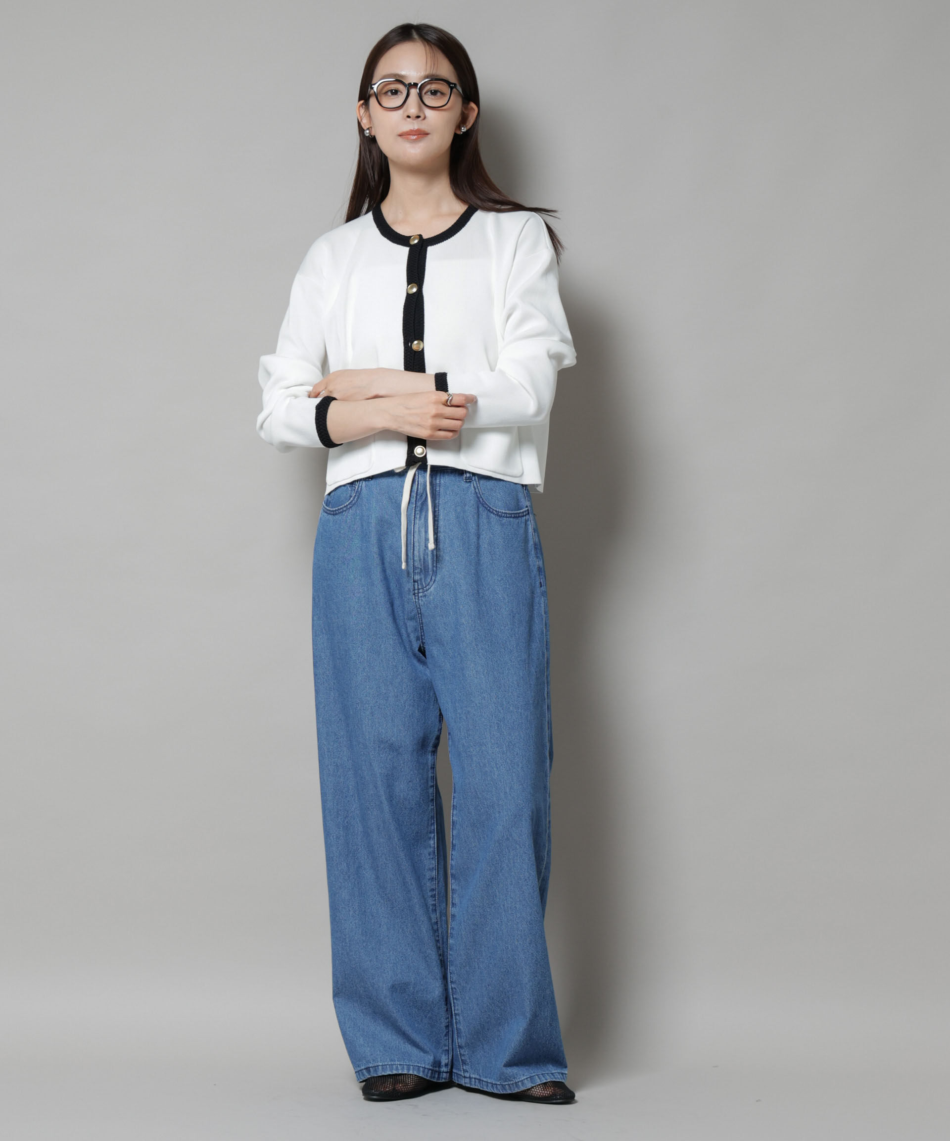 nano･universe「洗濯機洗可配色ジャケットカーディガン」|ニット・セーター|