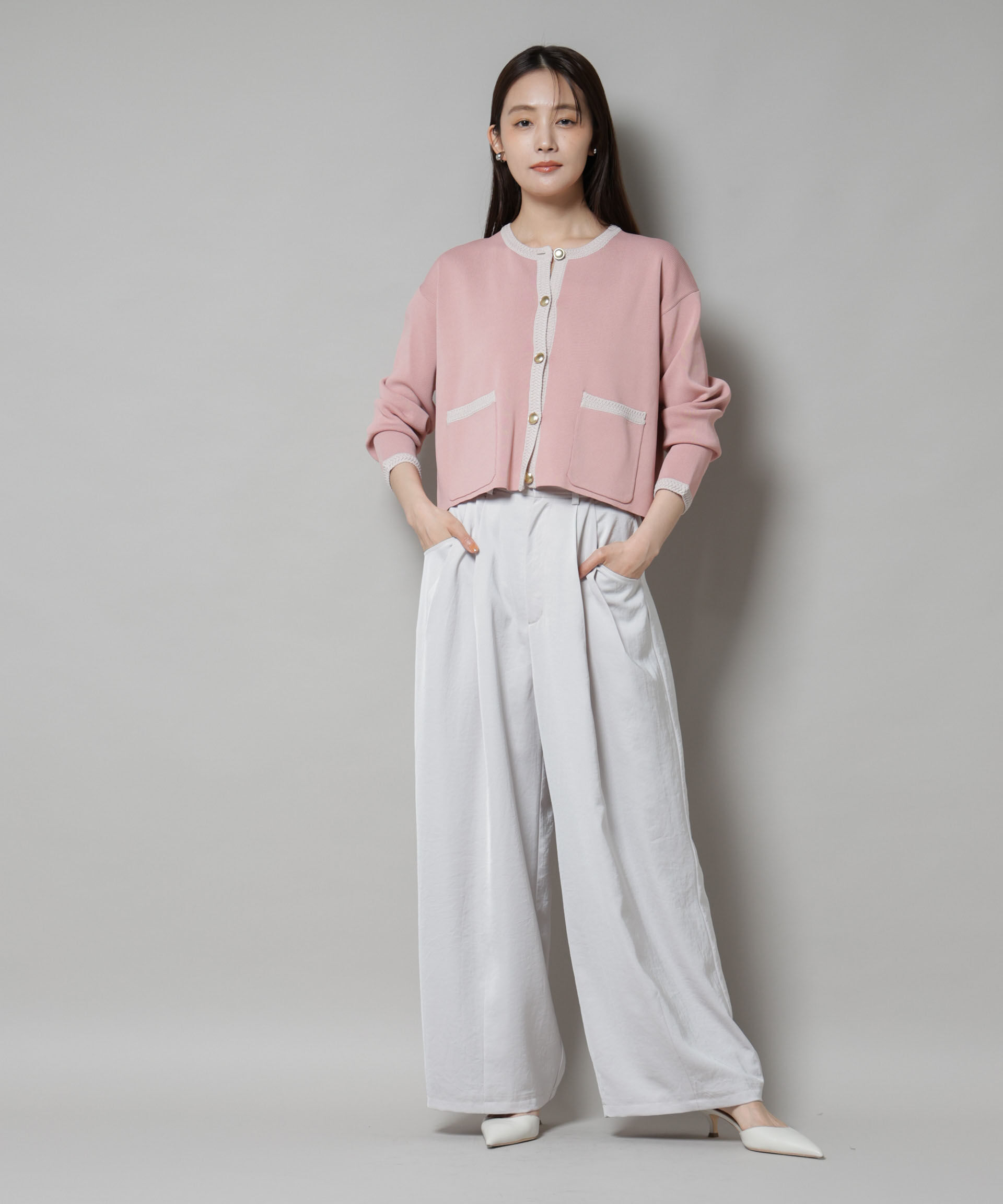 nano･universe「洗濯機洗可配色ジャケットカーディガン」|ニット・セーター|