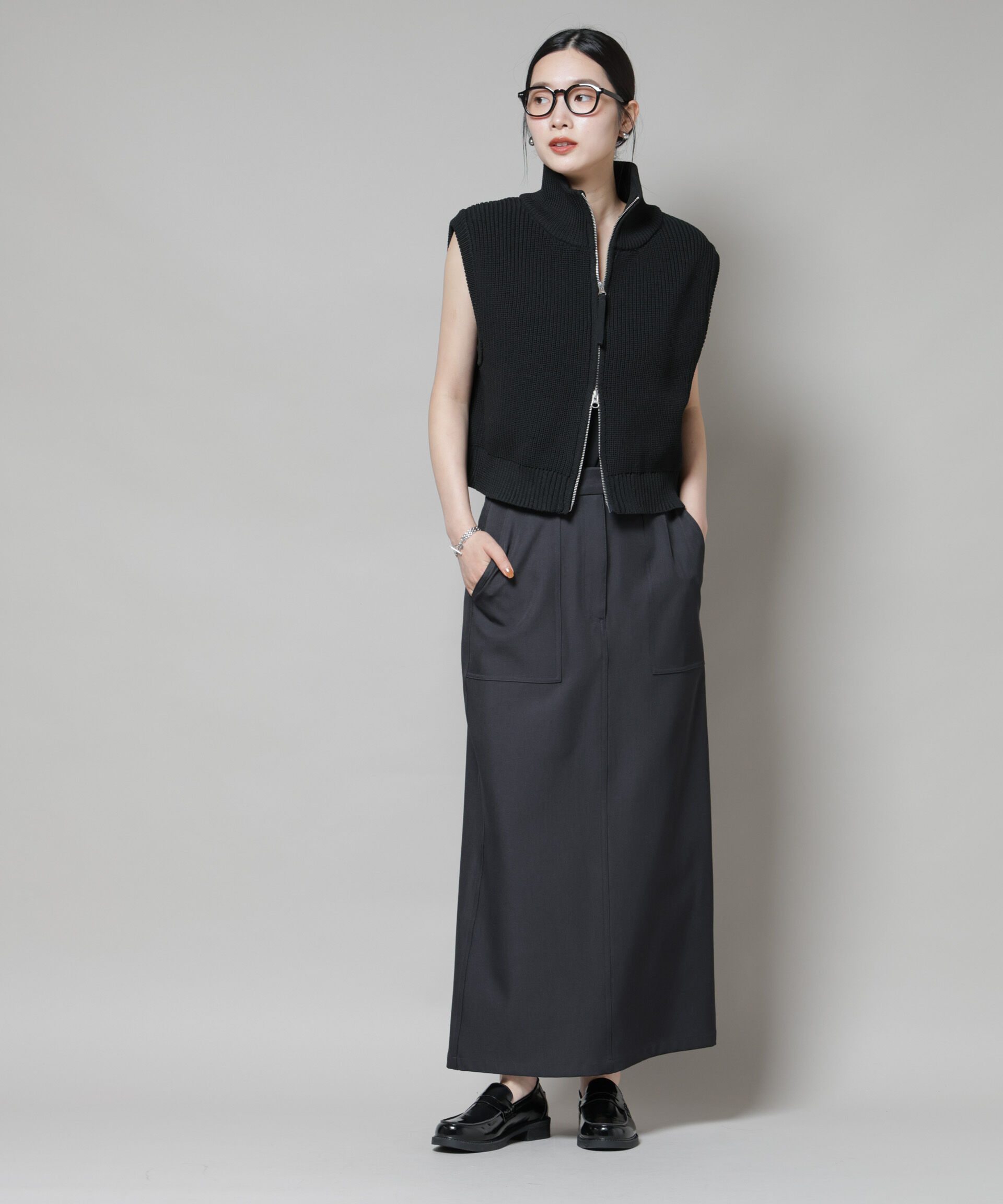 nano･universe「ダブルジップアップドライバーズニットベスト」|ニット・セーター|