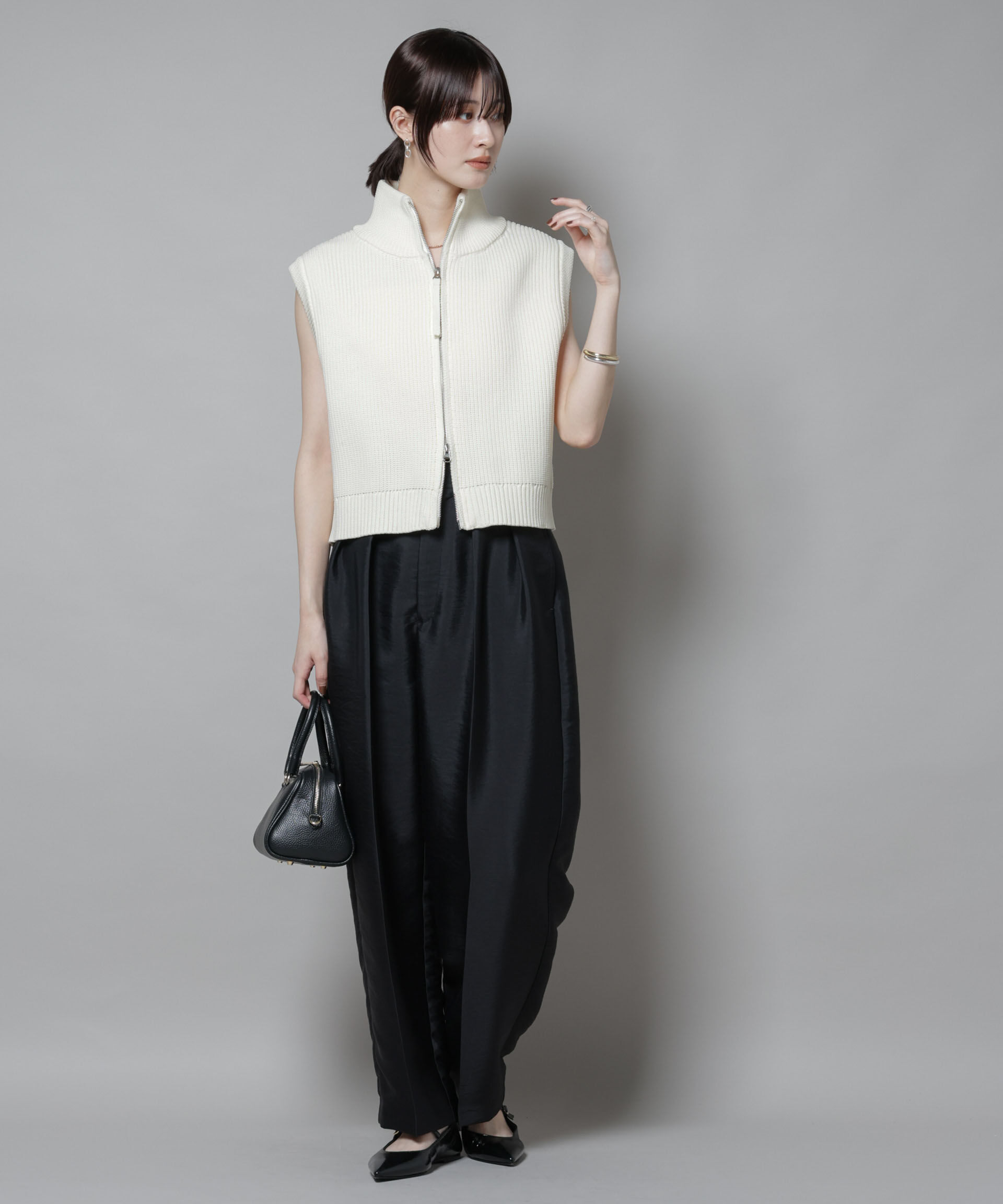 nano･universe「ダブルジップアップドライバーズニットベスト」|ニット・セーター|