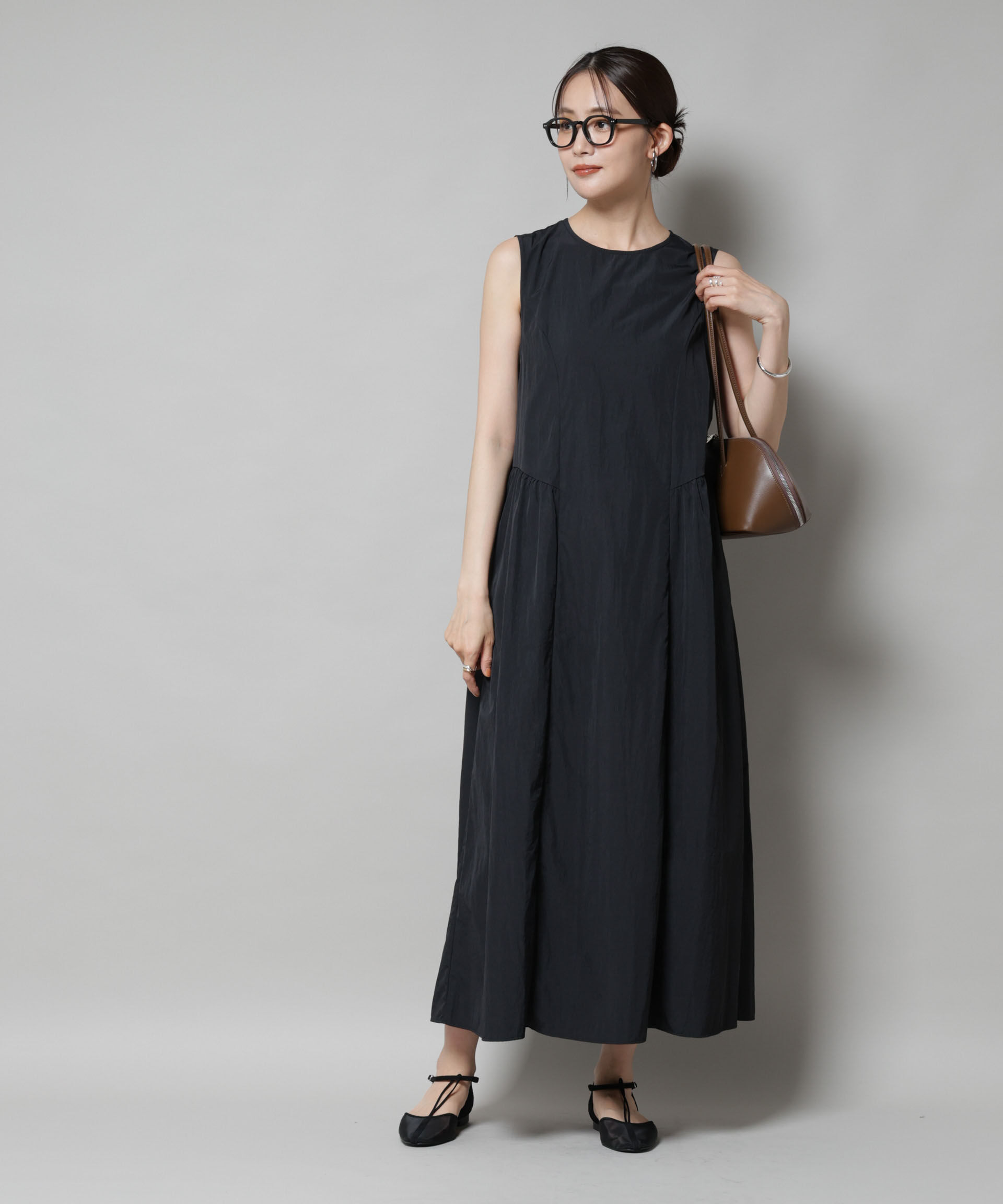 nano･universe「サイドギャザーナイロンワンピース」|ワンピース|