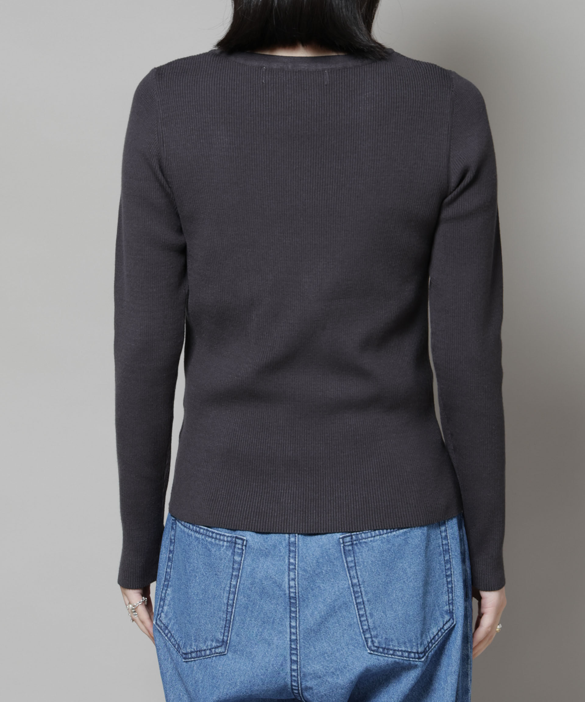 nano･universe「アシメネックデサインリブニットトップス」|ニット・セーター|