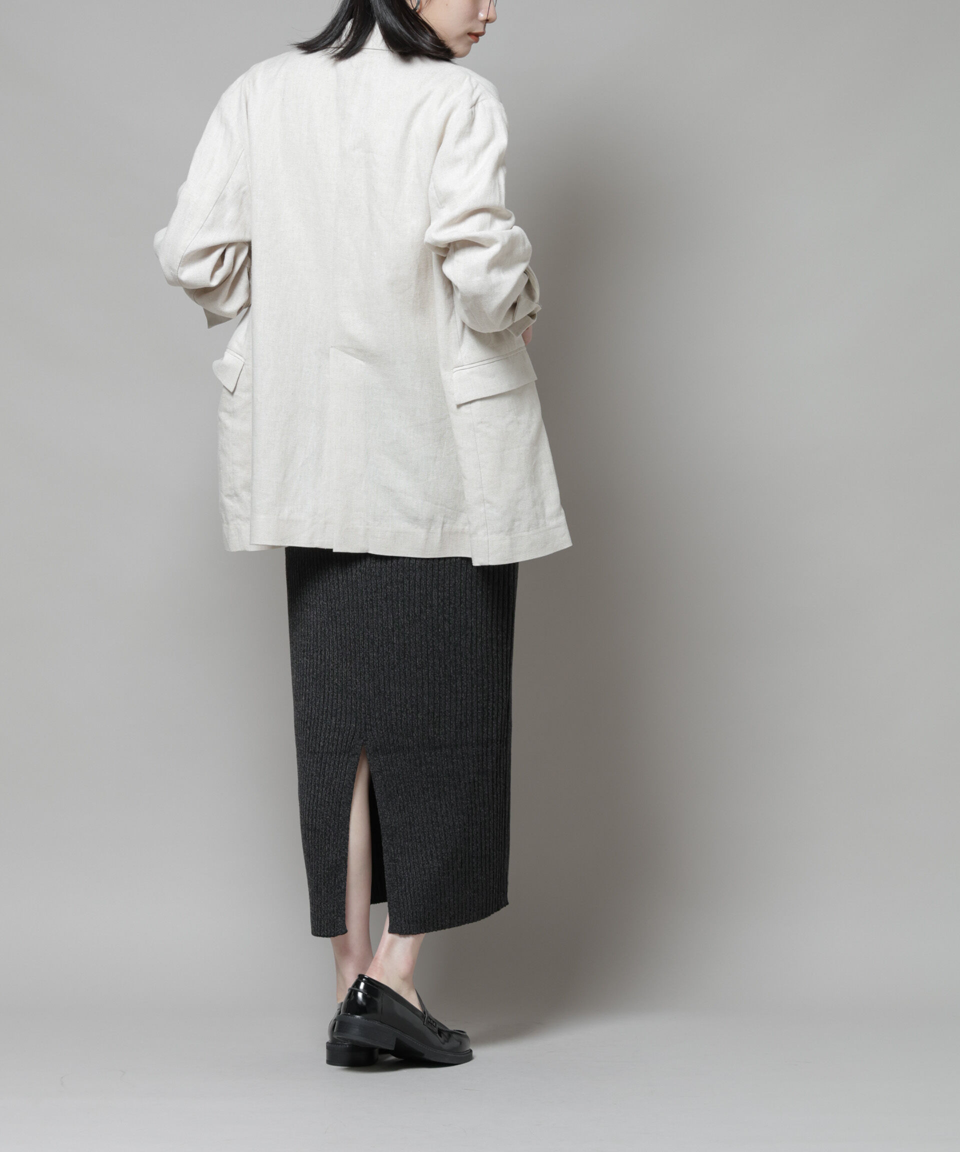  「メランジリブタイトスカート(セットアップ可)」|タイト|