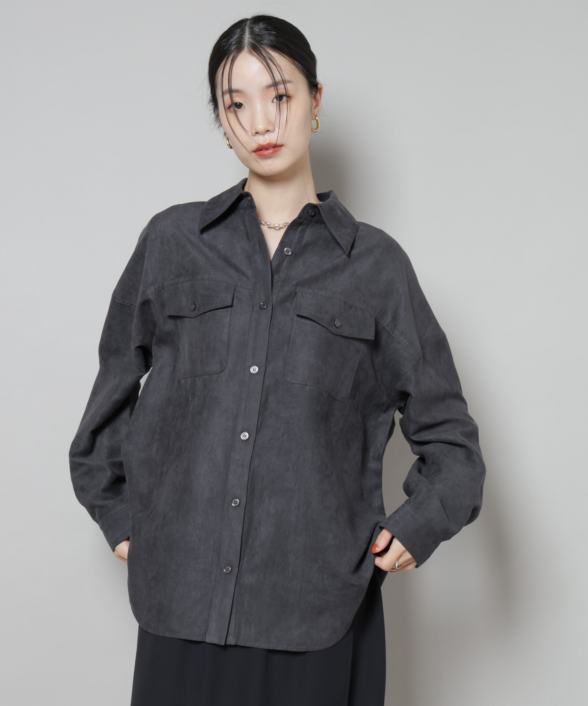 nano･universe「フェイクスエードシャツ(セットアップ可)」|シャツ・ブラウス|