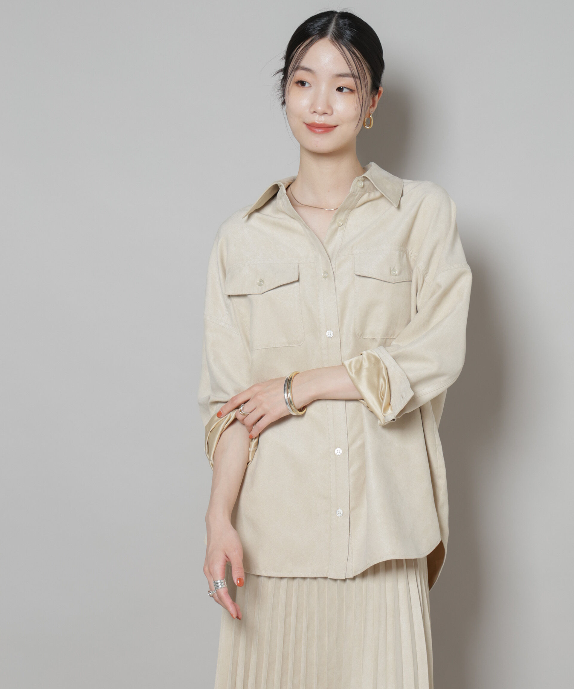 nano･universe「フェイクスエードシャツ(セットアップ可)」|シャツ・ブラウス|