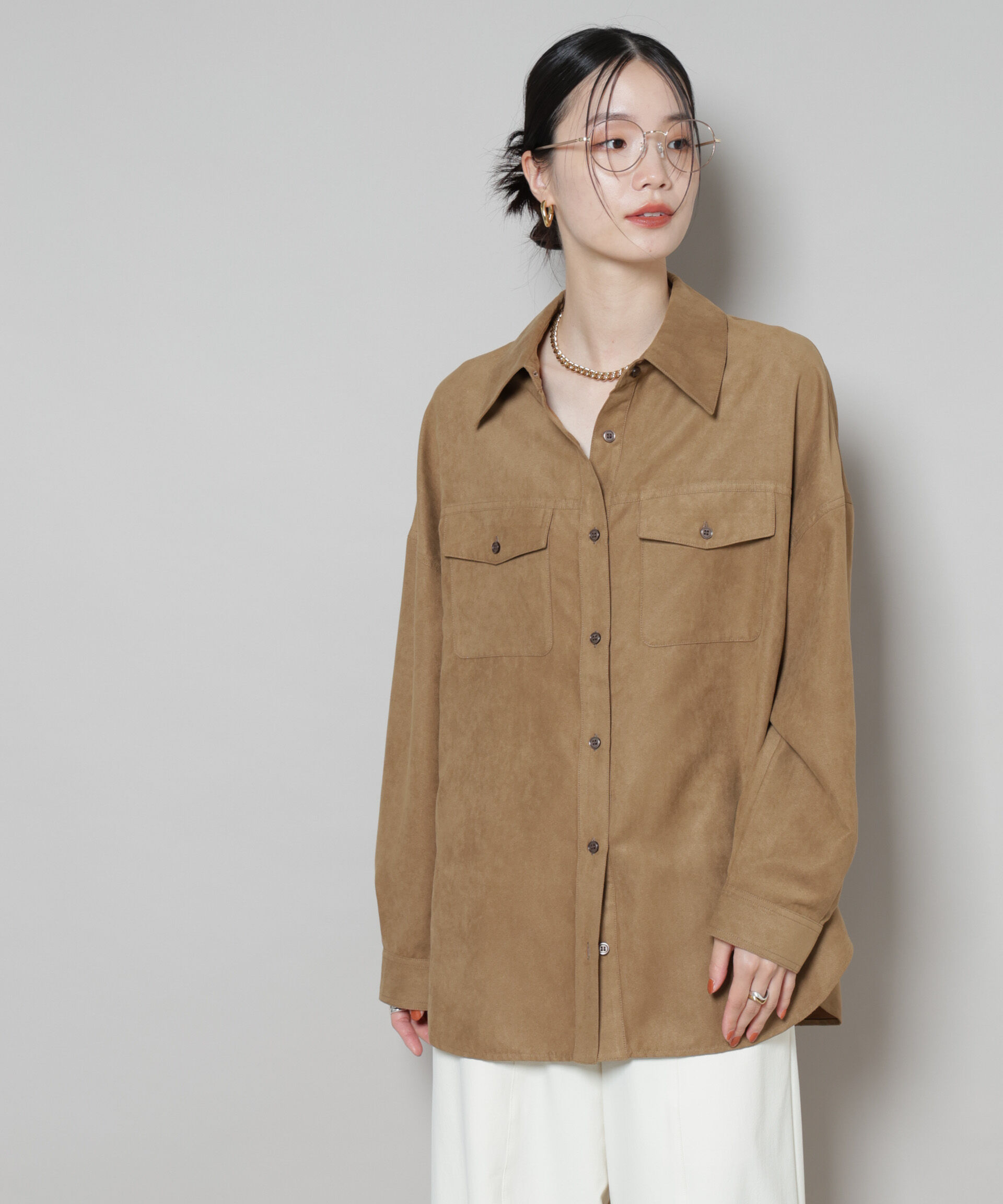 nano･universe「フェイクスエードシャツ(セットアップ可)」|シャツ・ブラウス|